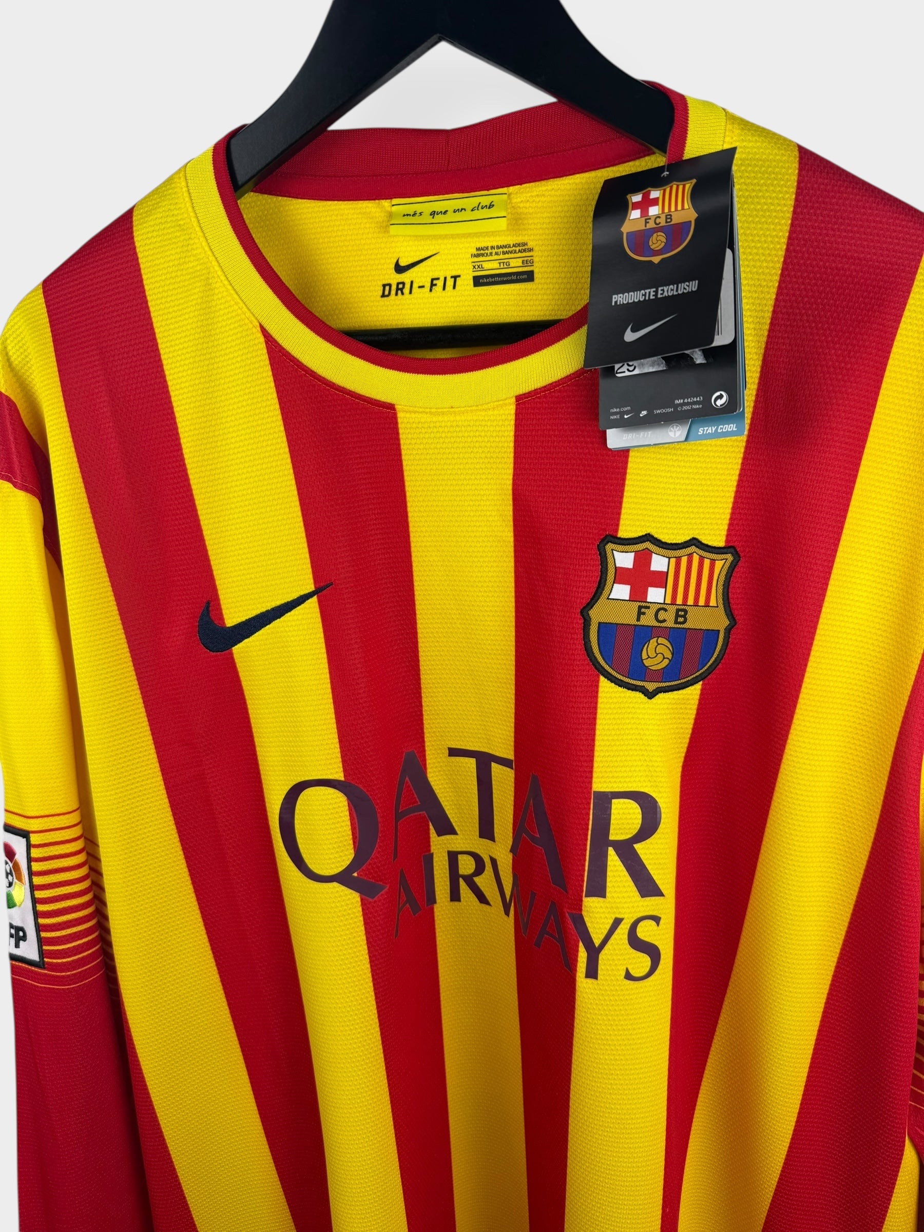 2013-14 BARCELONA AWAY SHIRT LS MESSI #10 XXL - Authentic Football Club
