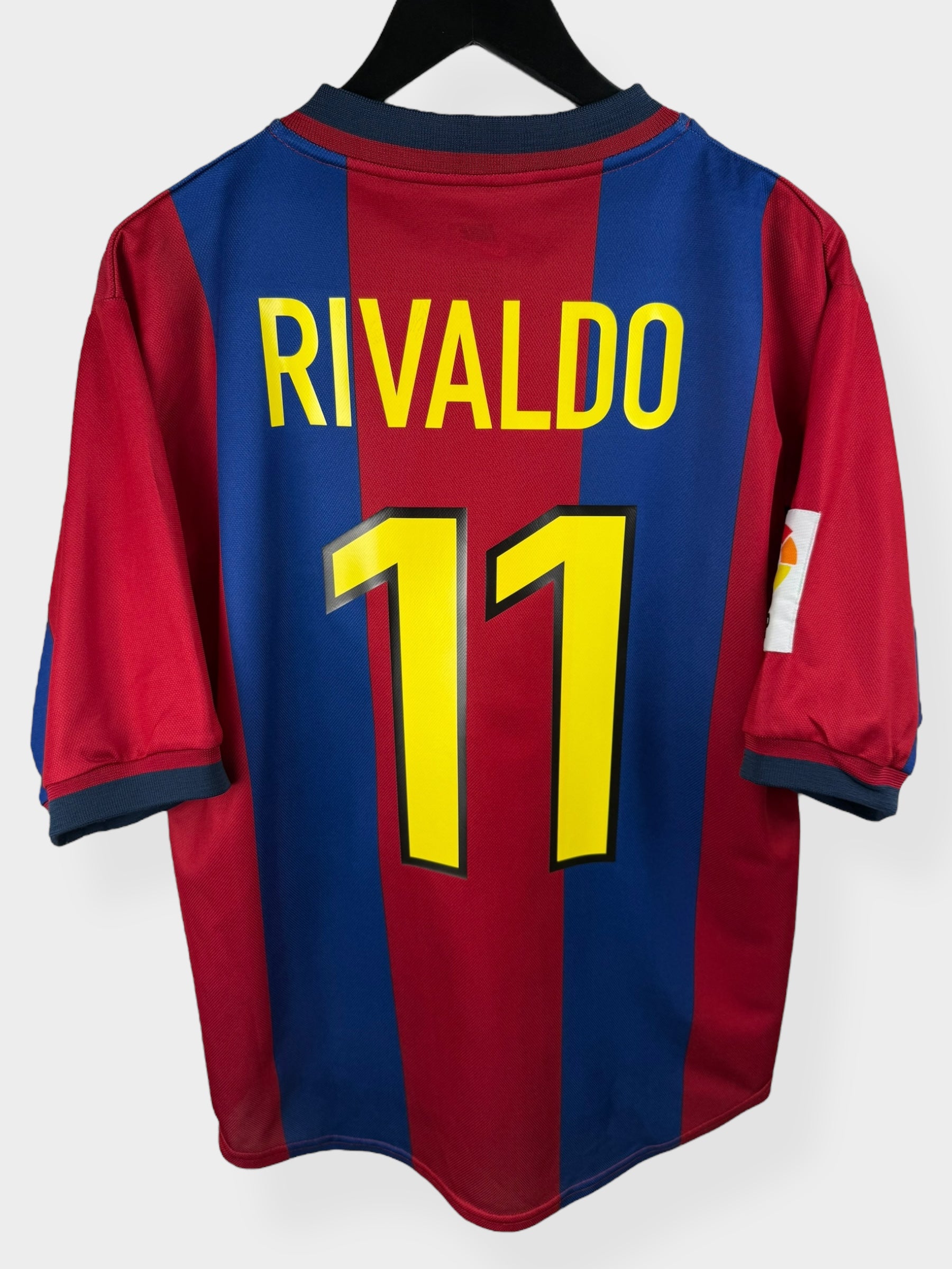 入手困難！！FC Barcelona リバウド11オレンジストライプシャツ XL