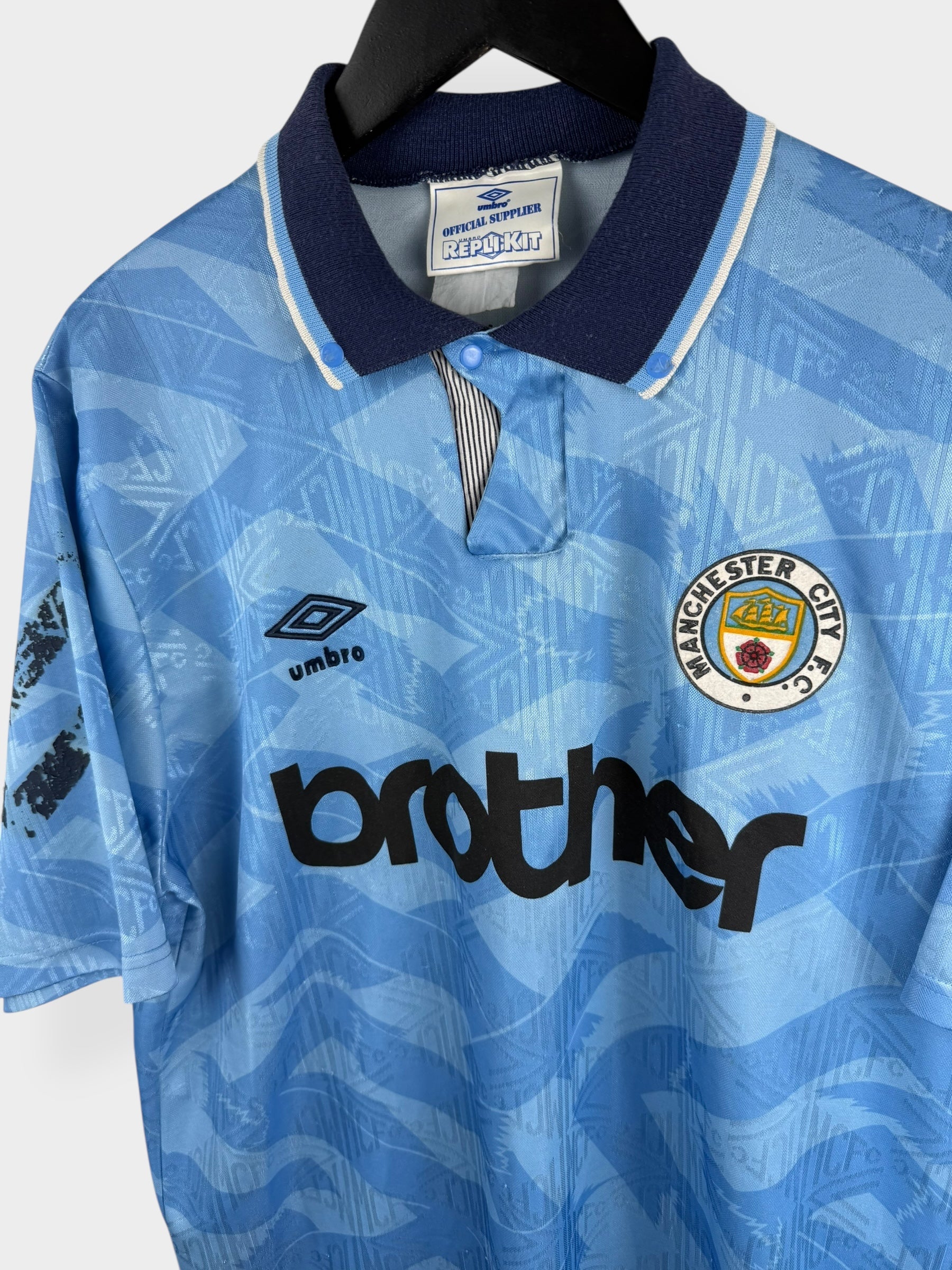 1991-93 MANCHESTER CITY HOME SHIRT L - Authentic Football Club