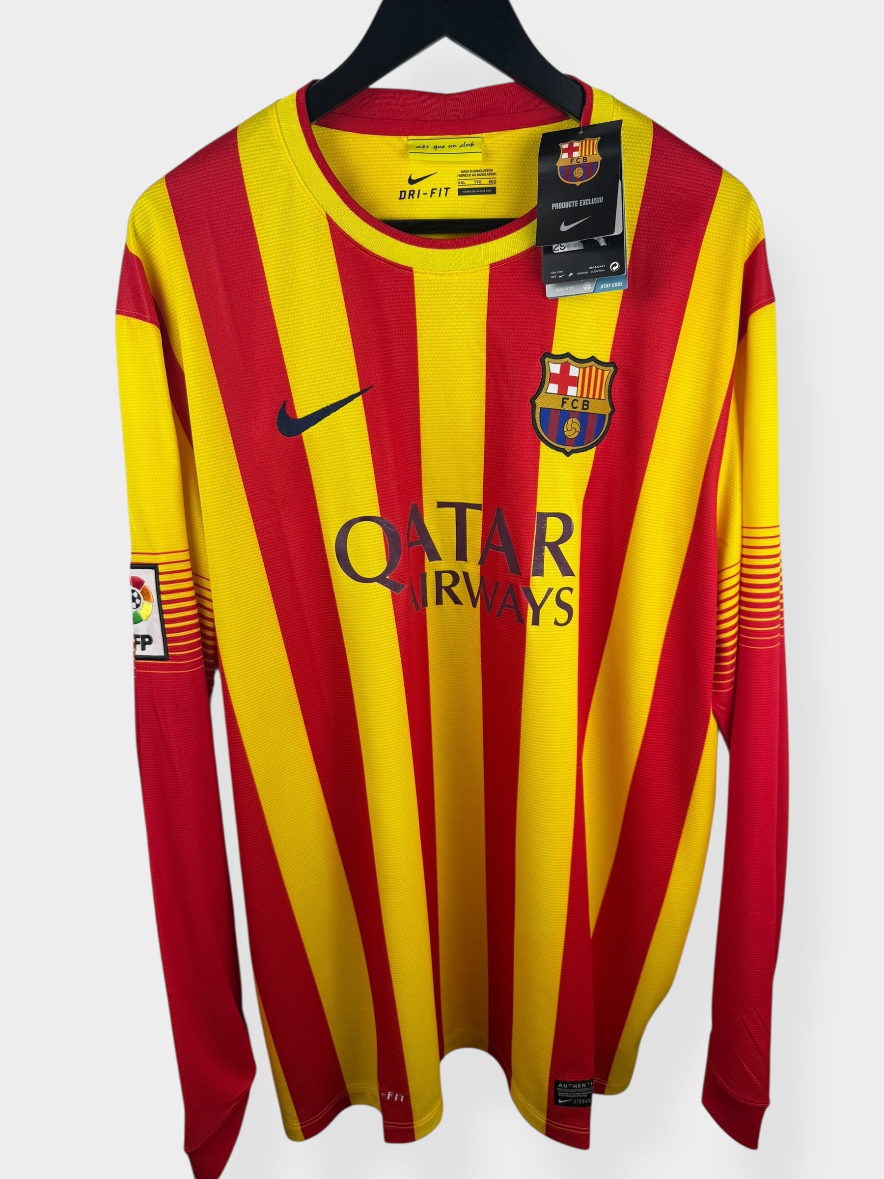 2013-14 BARCELONA AWAY SHIRT LS MESSI #10 XXL - Authentic Football Club