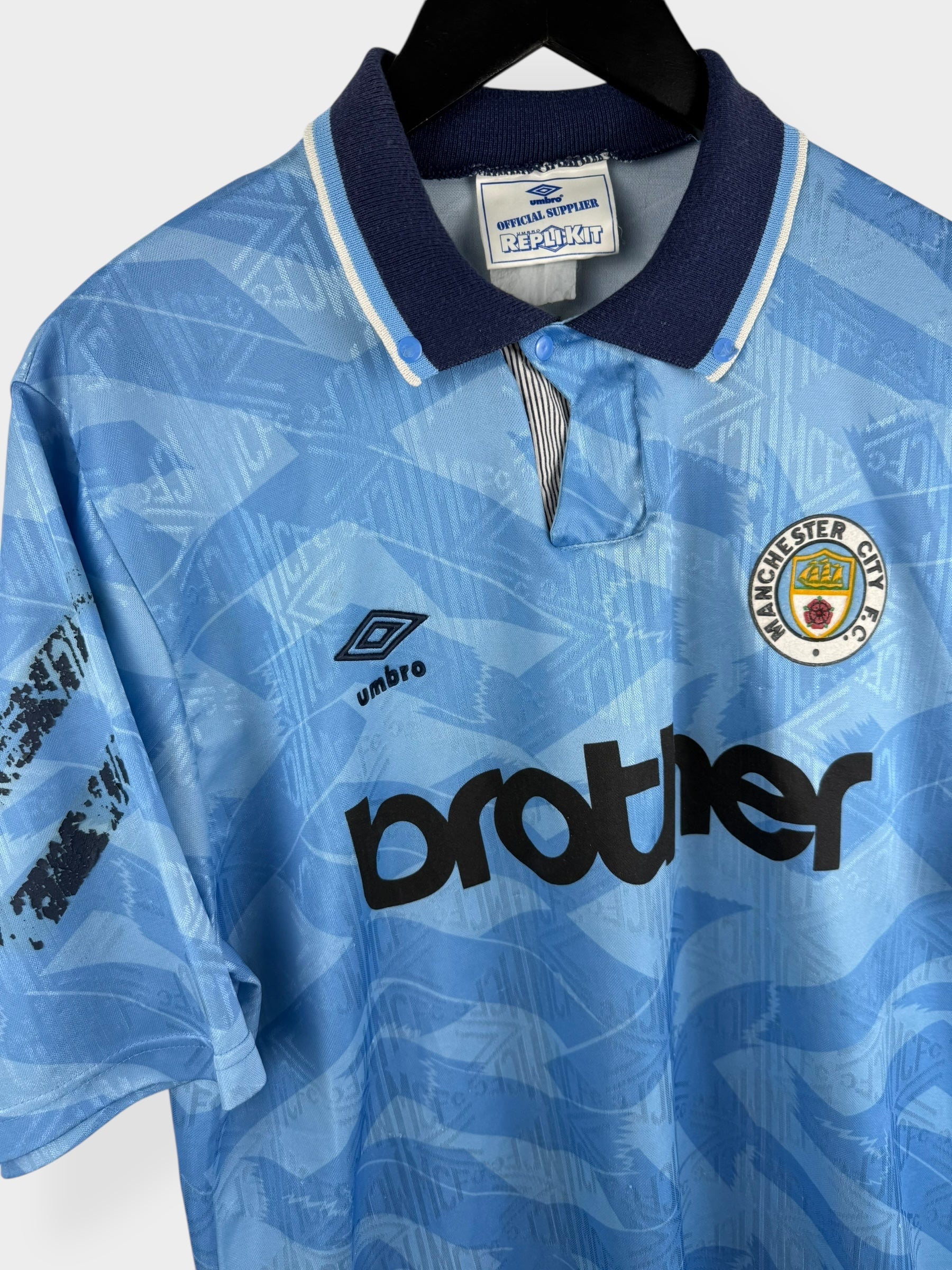 1991-93 MANCHESTER CITY HOME SHIRT L - Authentic Football Club