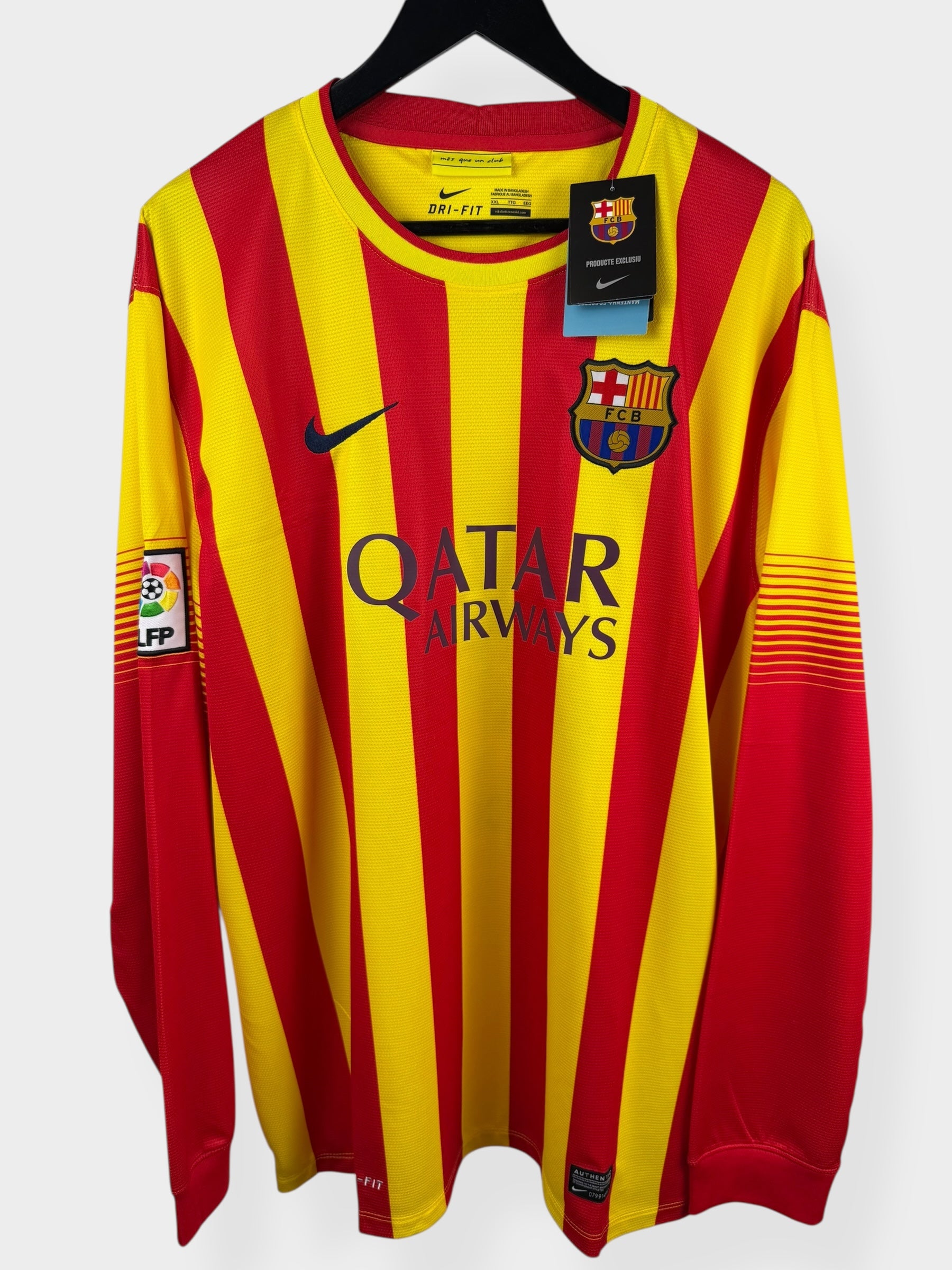 2013-14 BARCELONA AWAY SHIRT LS MESSI #10 XXL - Authentic Football Club