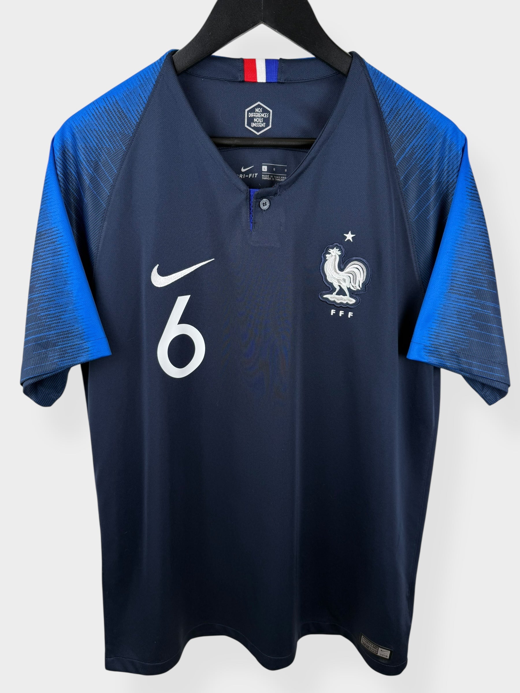 2018-19 FRANCE HOME SHIRT POGBA #6 L - Authentic Football Club