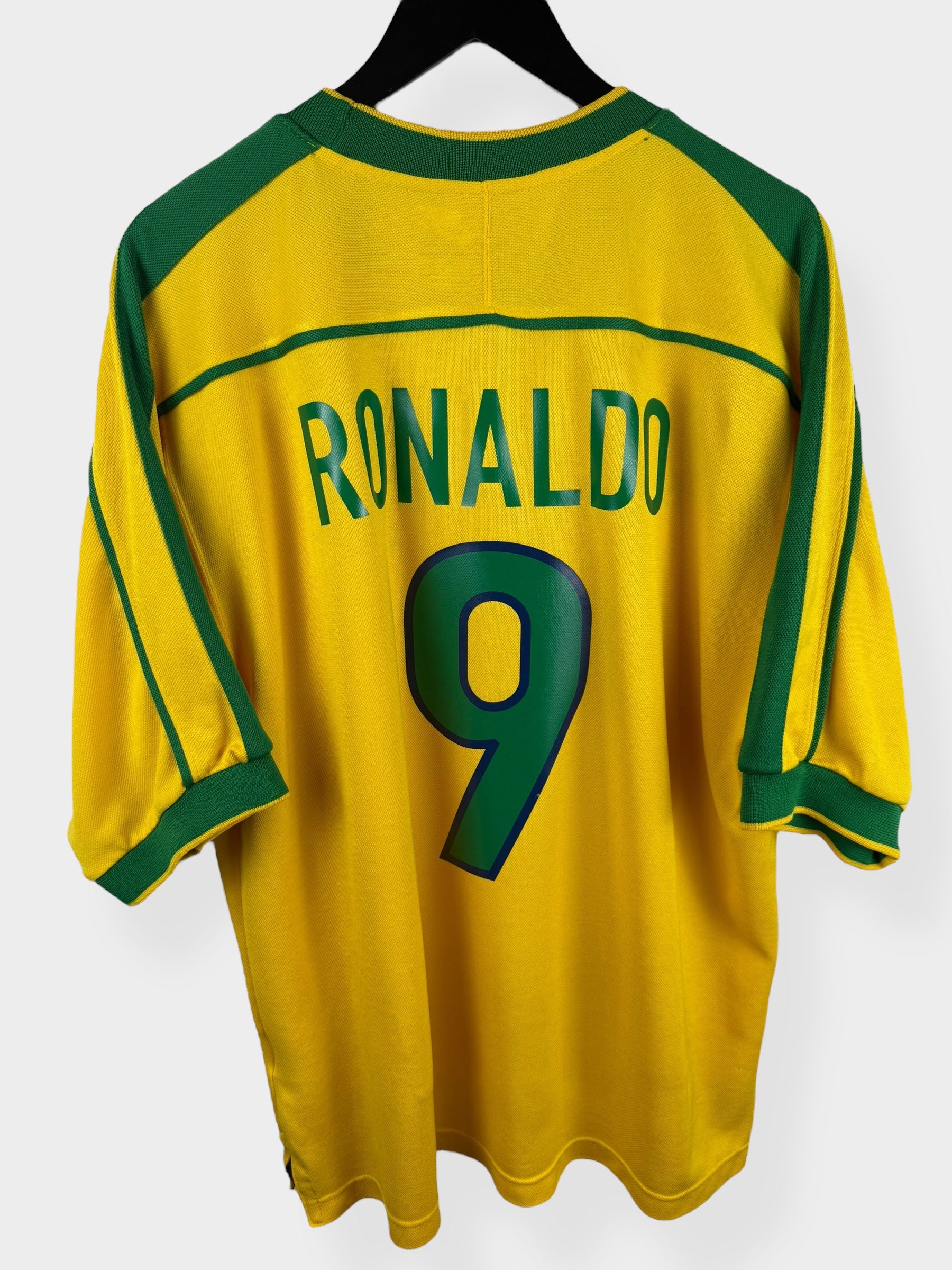 1998-00 BRAZIL HOME SHIRT RONALDO #9 XL - Authentic Football Club