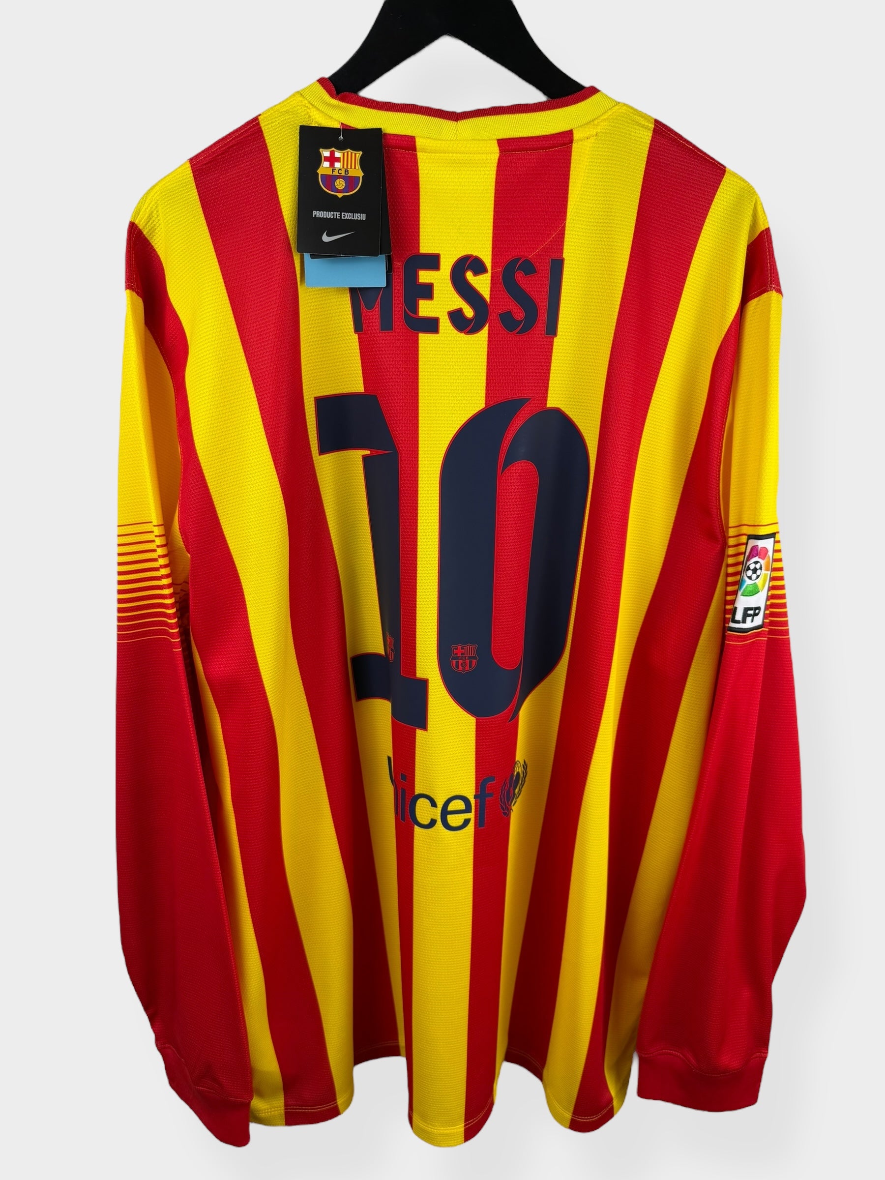 2013-14 BARCELONA AWAY SHIRT LS MESSI #10 XXL - Authentic Football Club