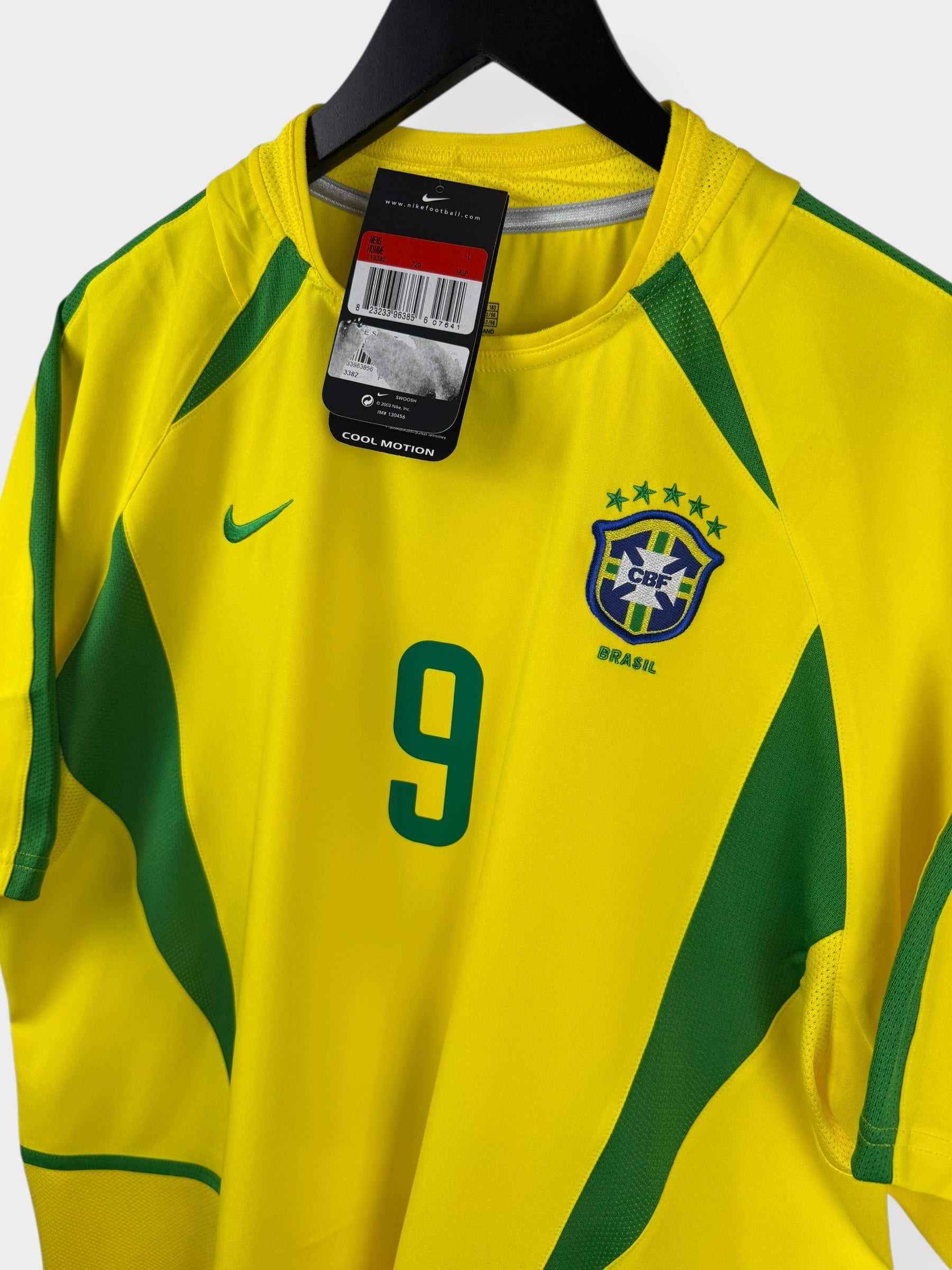 2002-04 BRAZILIË THUISSHIRT RONALDO #9 L