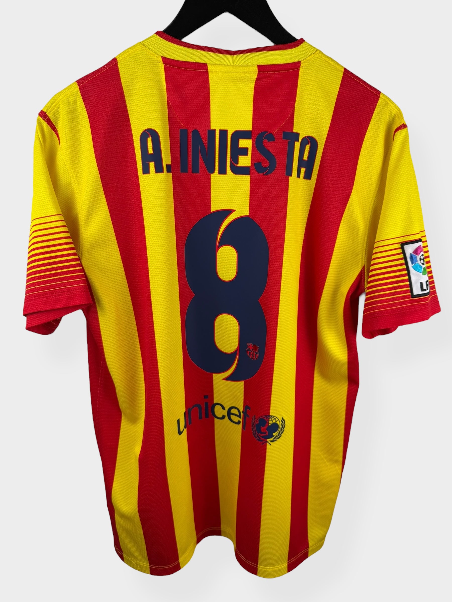 2013-14 BARCELONA AWAY SHIRT INIESTA #8 M - Authentic Football Club