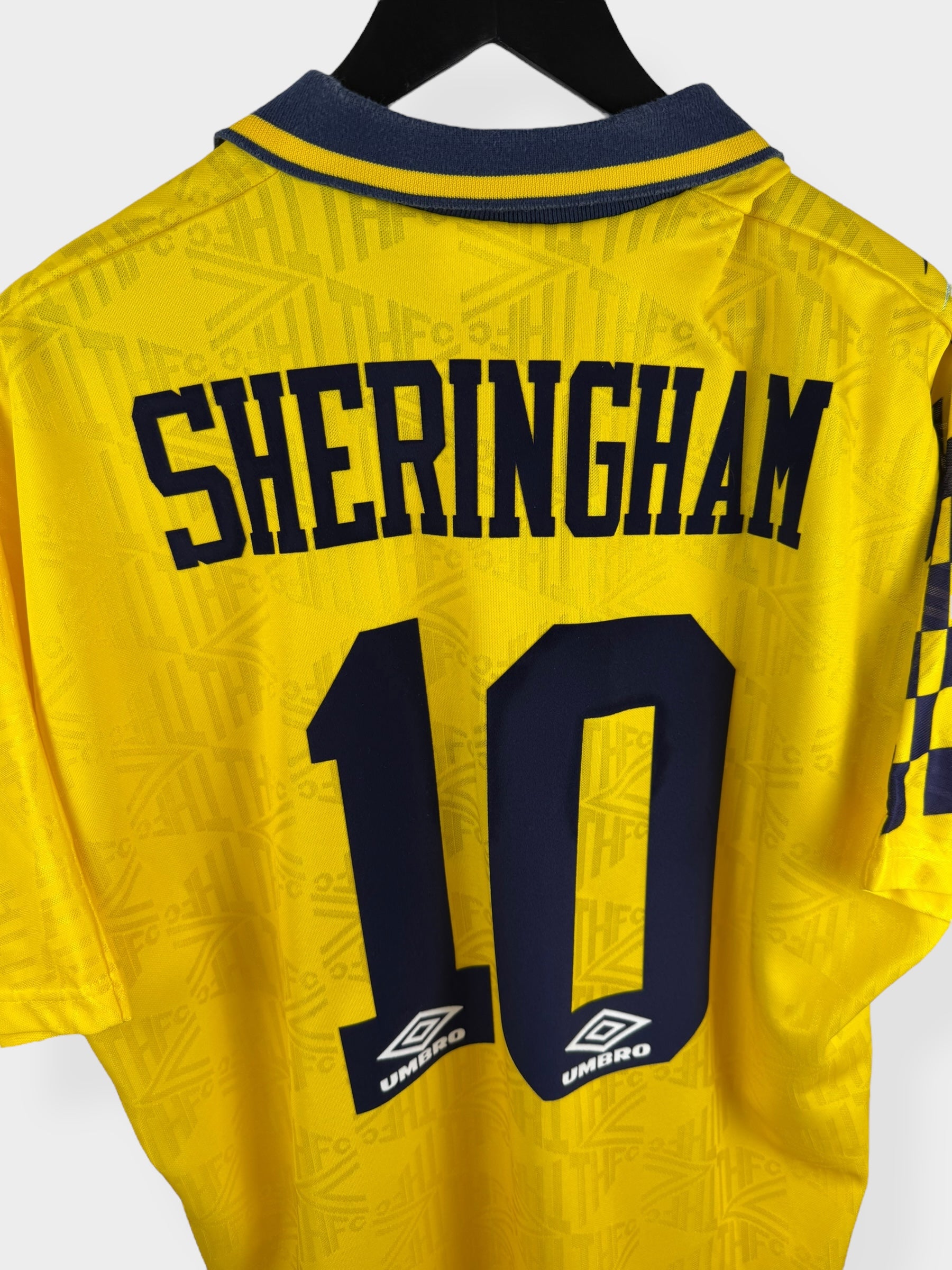 1991-95 TOTTENHAM HOTSPUR AWAY SHIRT SHERINGHAM #10 XL - Authentic Football Club