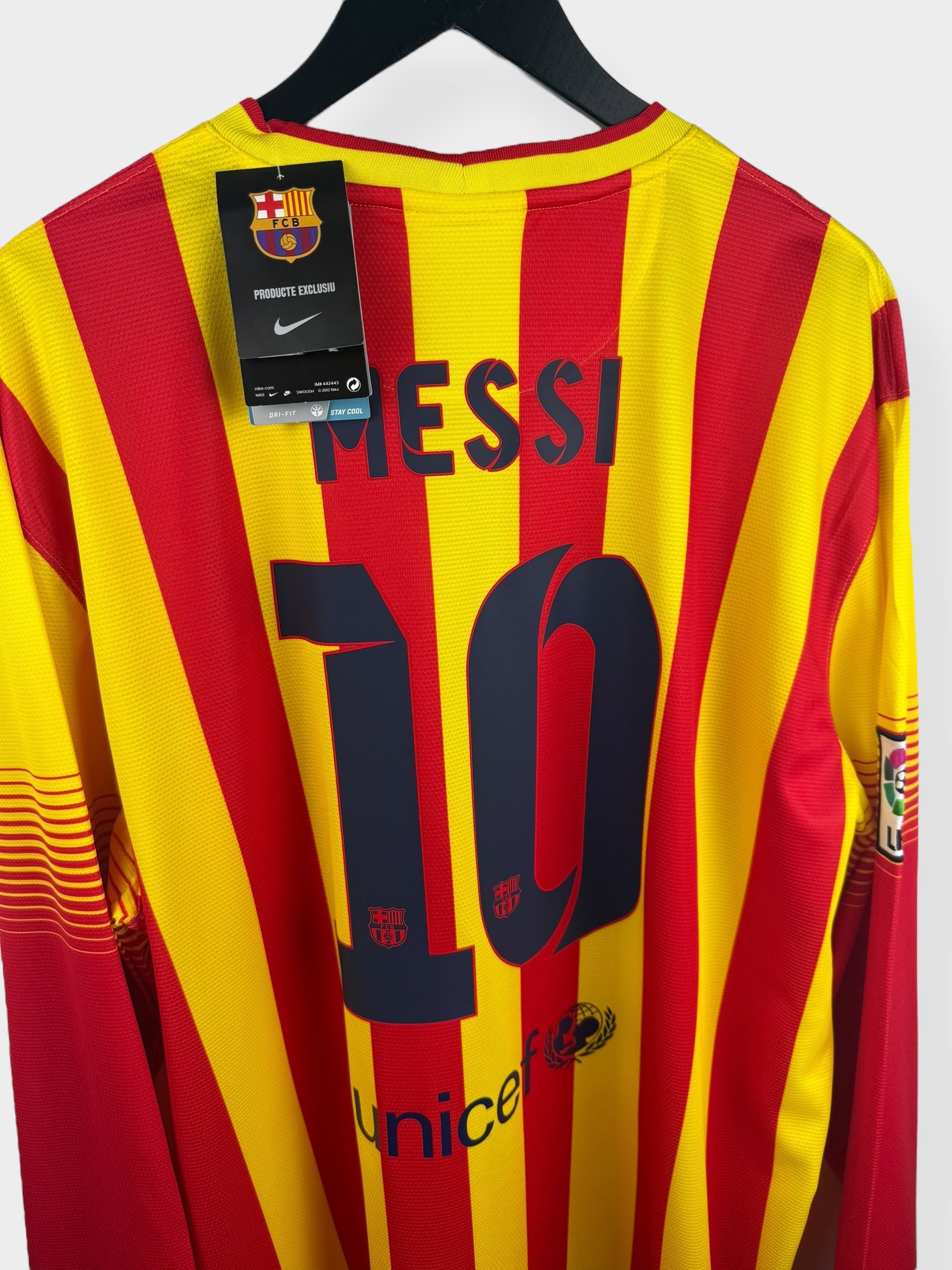 2013-14 BARCELONA AWAY SHIRT LS MESSI #10 XXL - Authentic Football Club