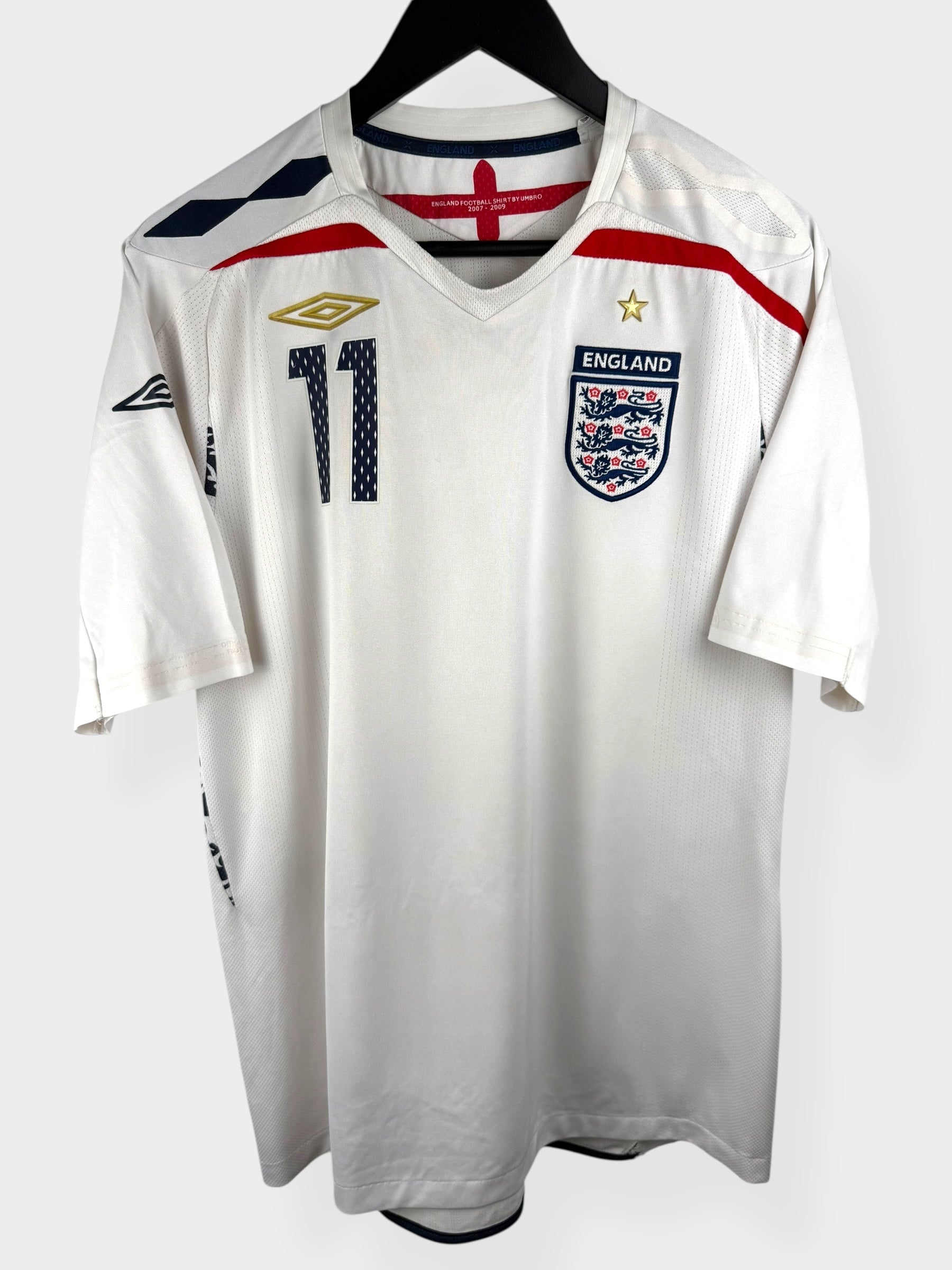 2007-09 ENGLAND HOME SHIRT J. COLE #11 L