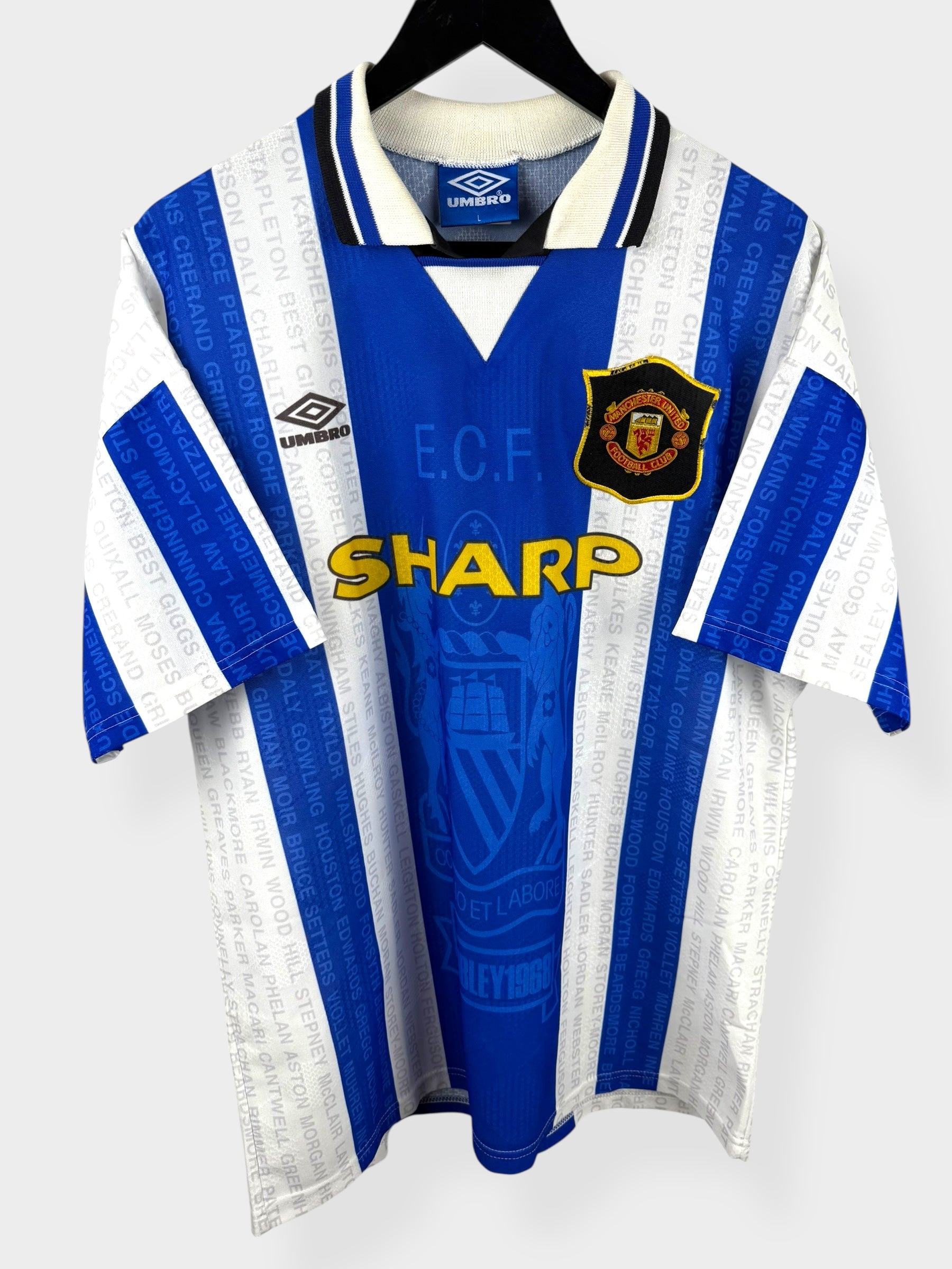 1994-96 MANCHESTER UNITED AWAY SHIRT CANTONA #7 L - Authentic Football Club