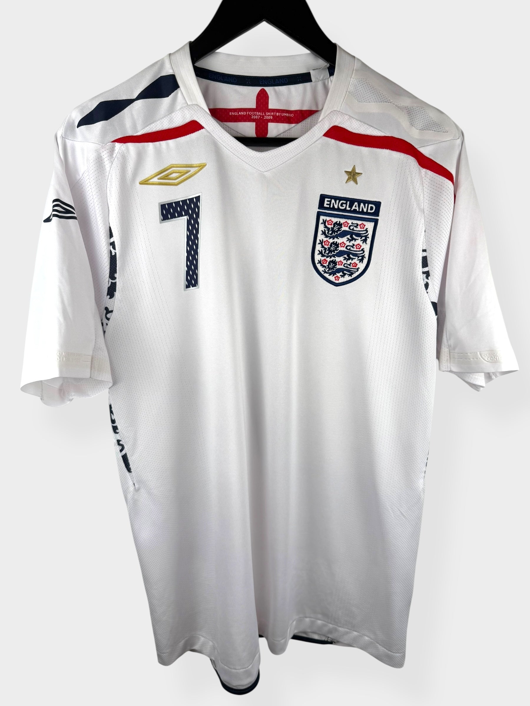 2007-09 ENGLAND HOME SHIRT BECKHAM #7 M
