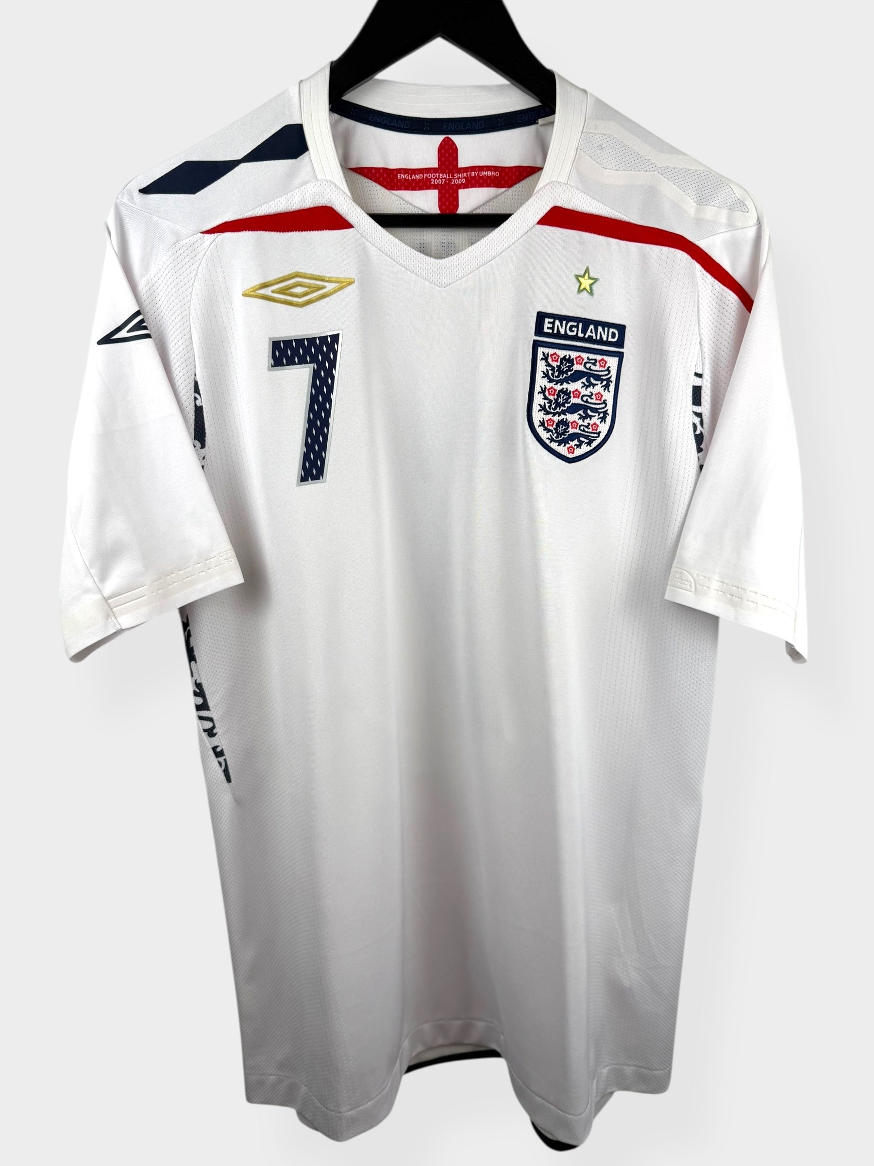 2007-09 ENGLAND HOME SHIRT BECKHAM #7 M