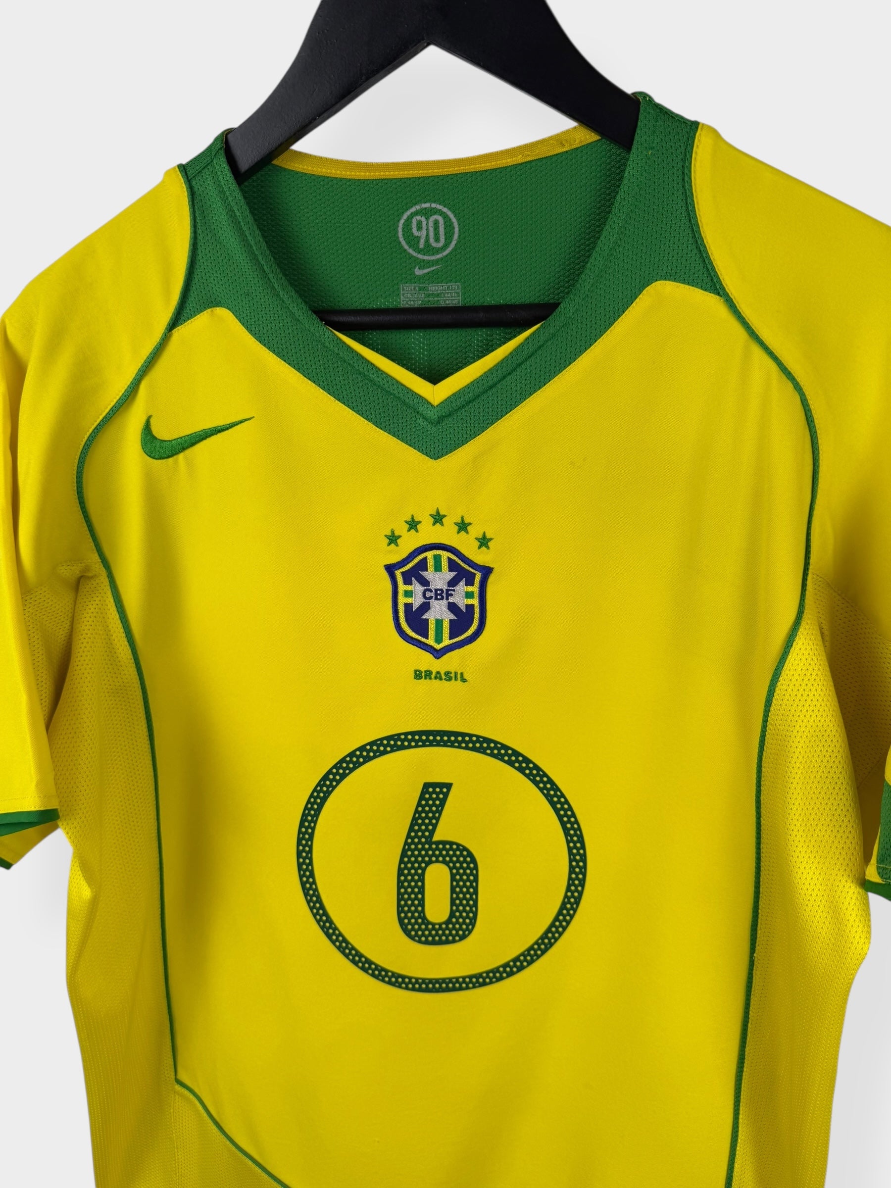 2004-06 BRAZIL HOME SHIRT R. CARLOS #6 S - Authentic Football Club