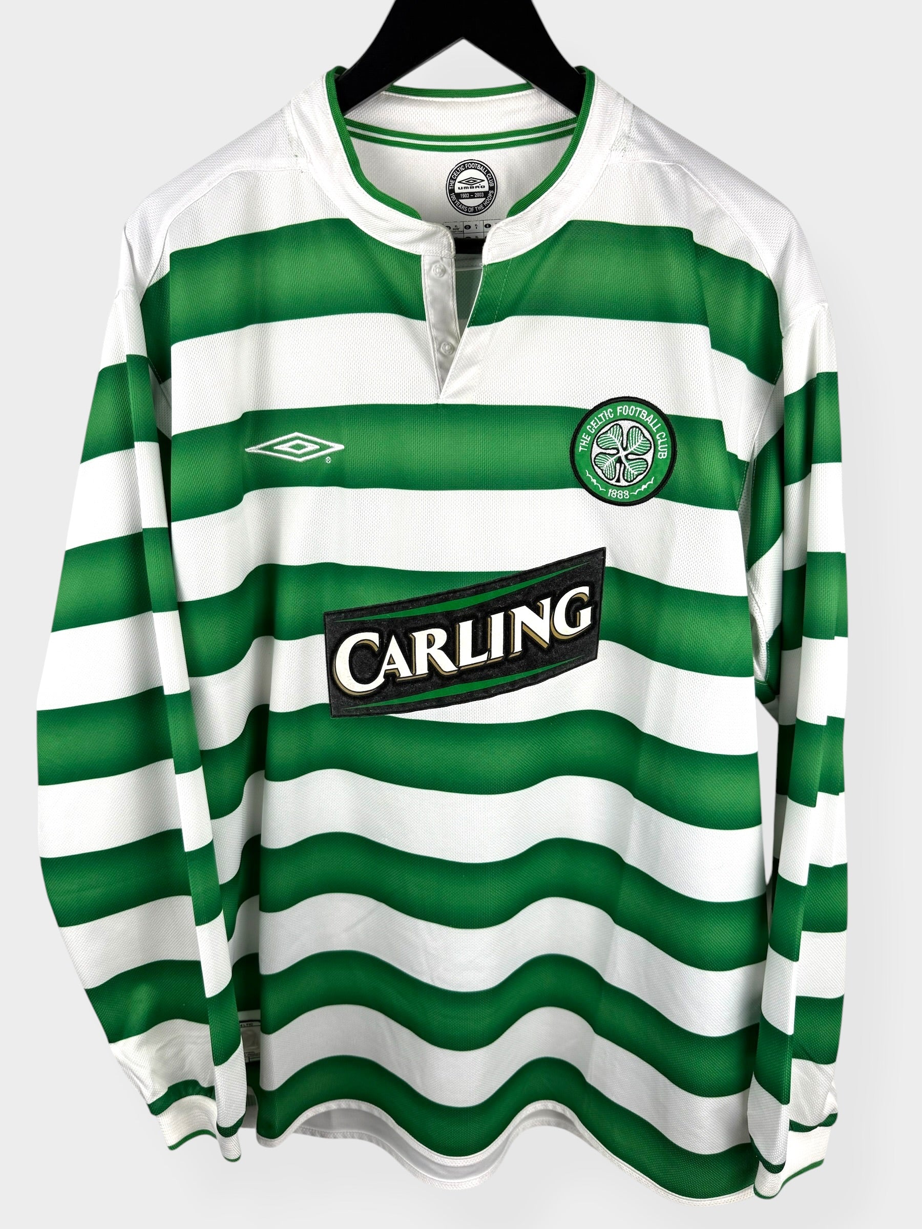 2003-04 CELTIC HEIMTRIKOT LANGARM LARSSON #7 XL