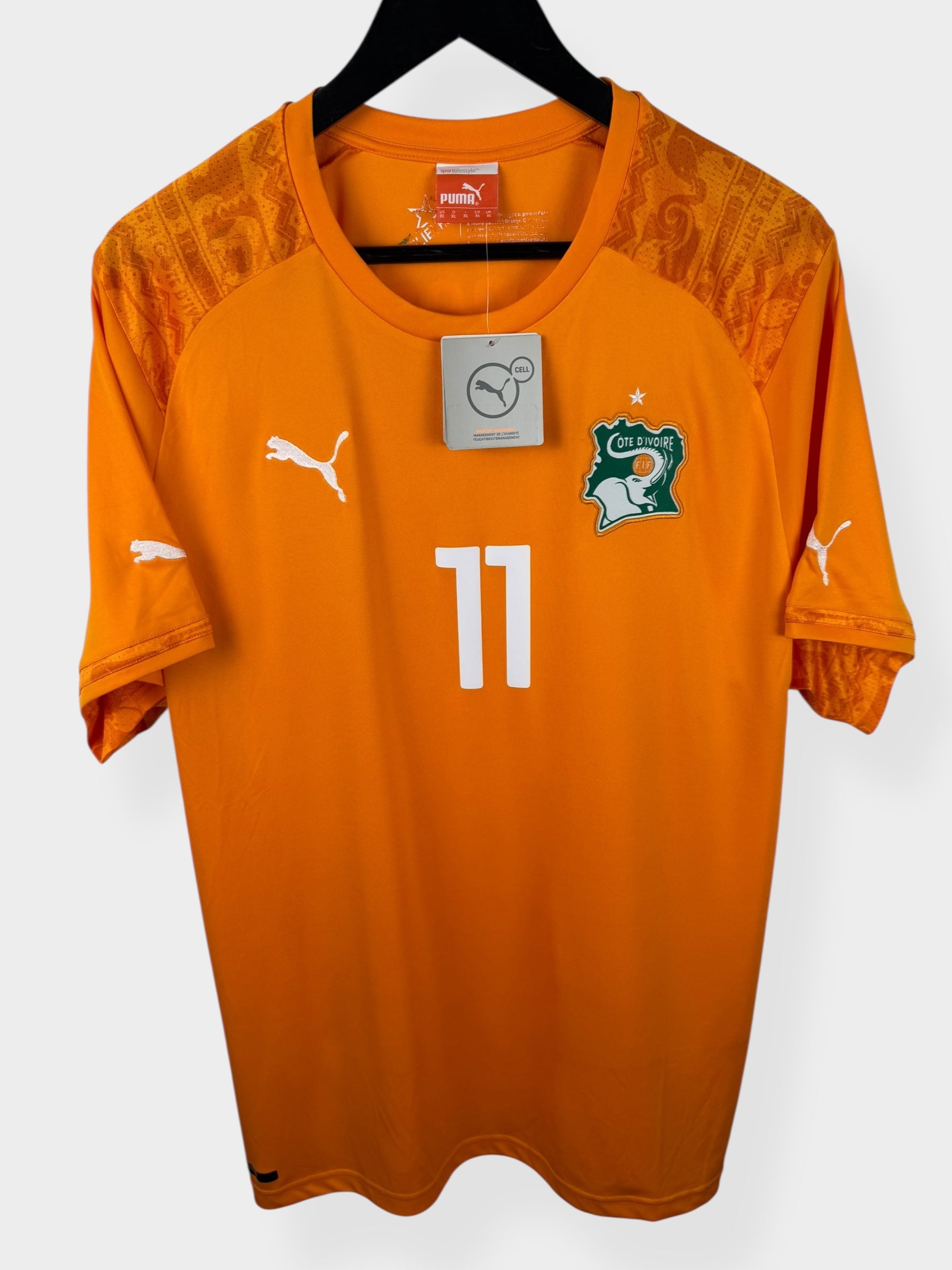 2014-15 IVORY COAST HOME SHIRT DROGBA #11 XL - Authentic Football Club