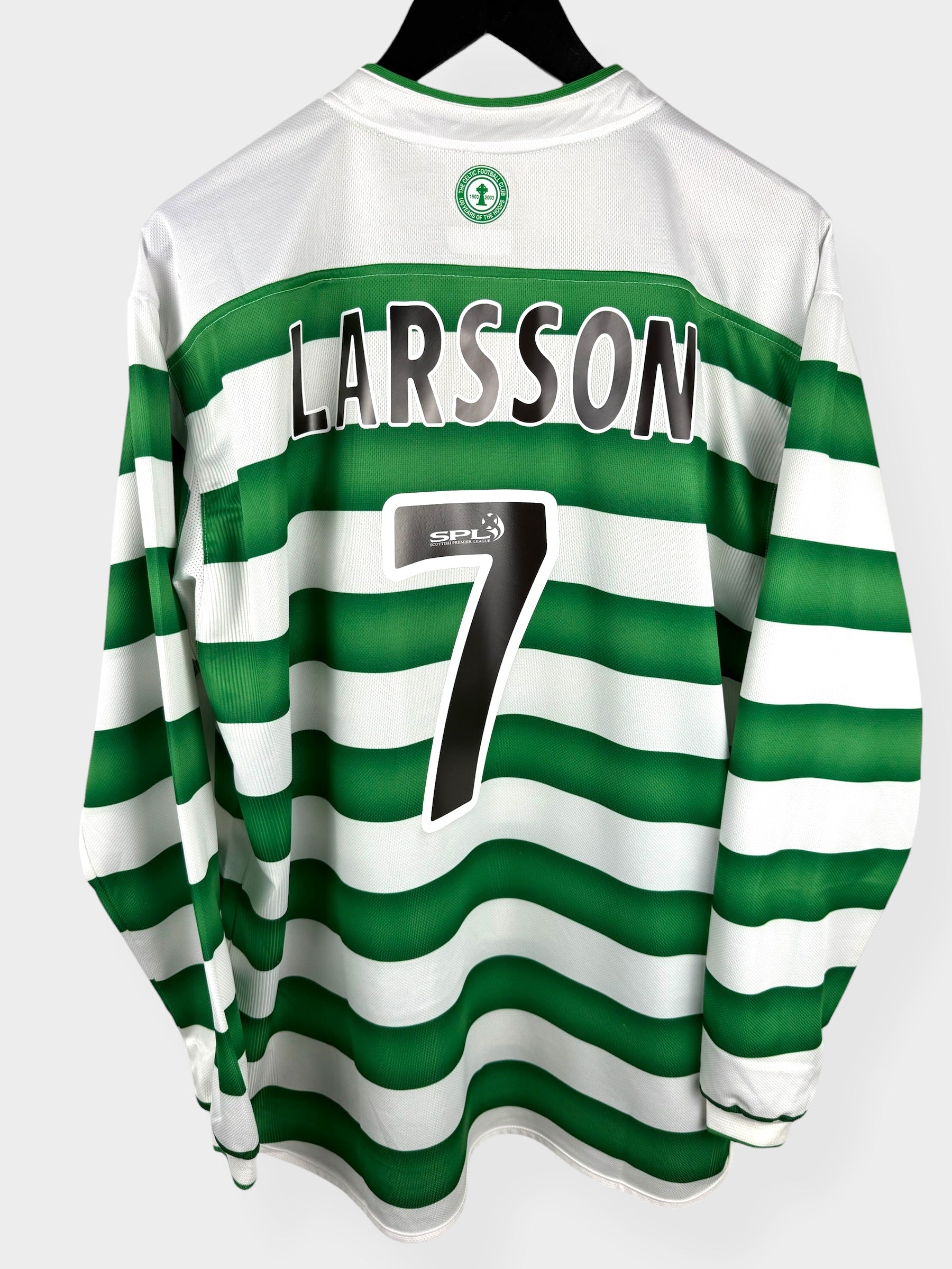 2003-04 CELTIC HEIMTRIKOT LANGARM LARSSON #7 XL