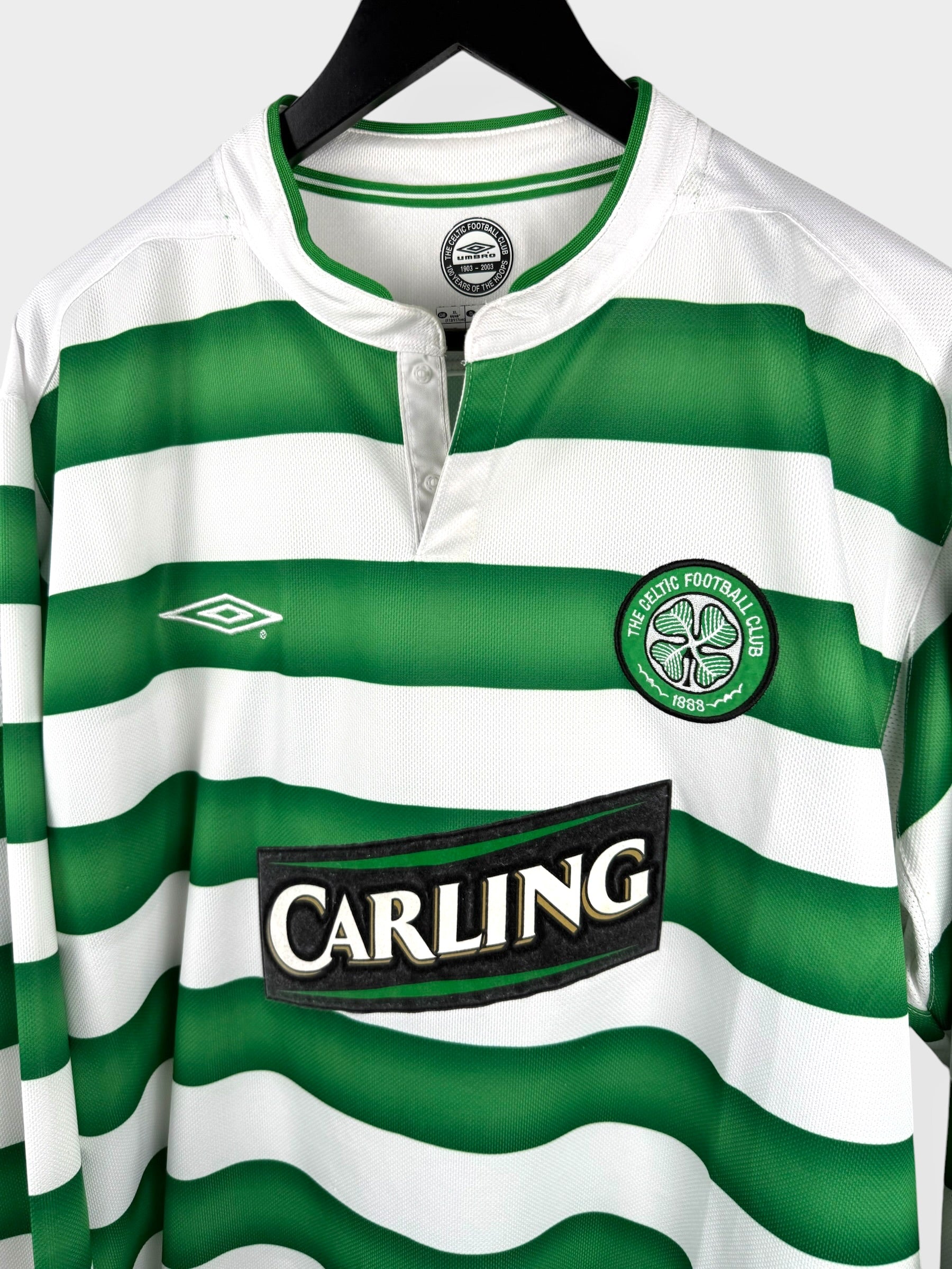 2003-04 CELTIC HEIMTRIKOT LANGARM LARSSON #7 XL