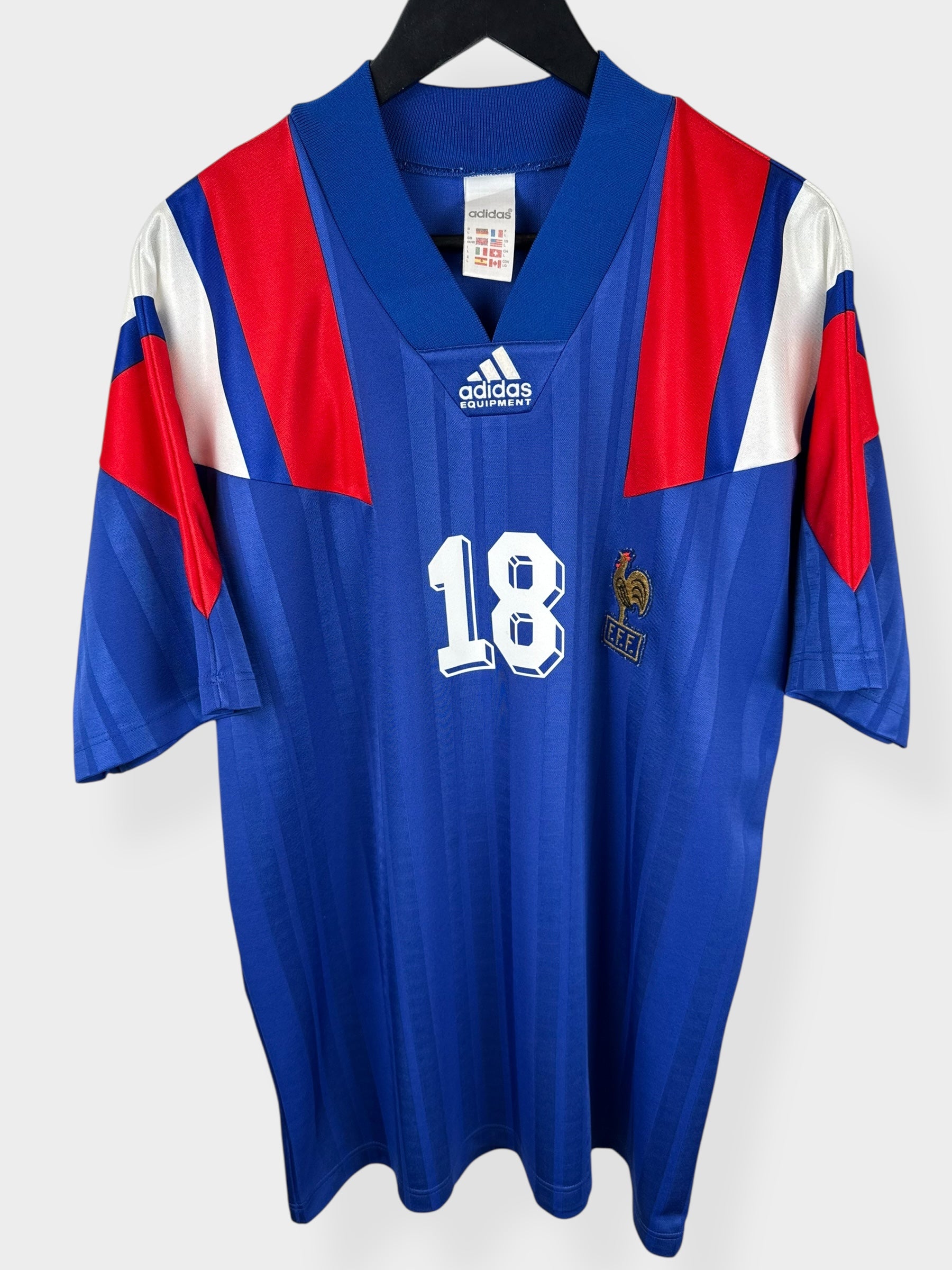 1992-93 FRANCE HOME SHIRT CANTONA #18 L - Authentic Football Club