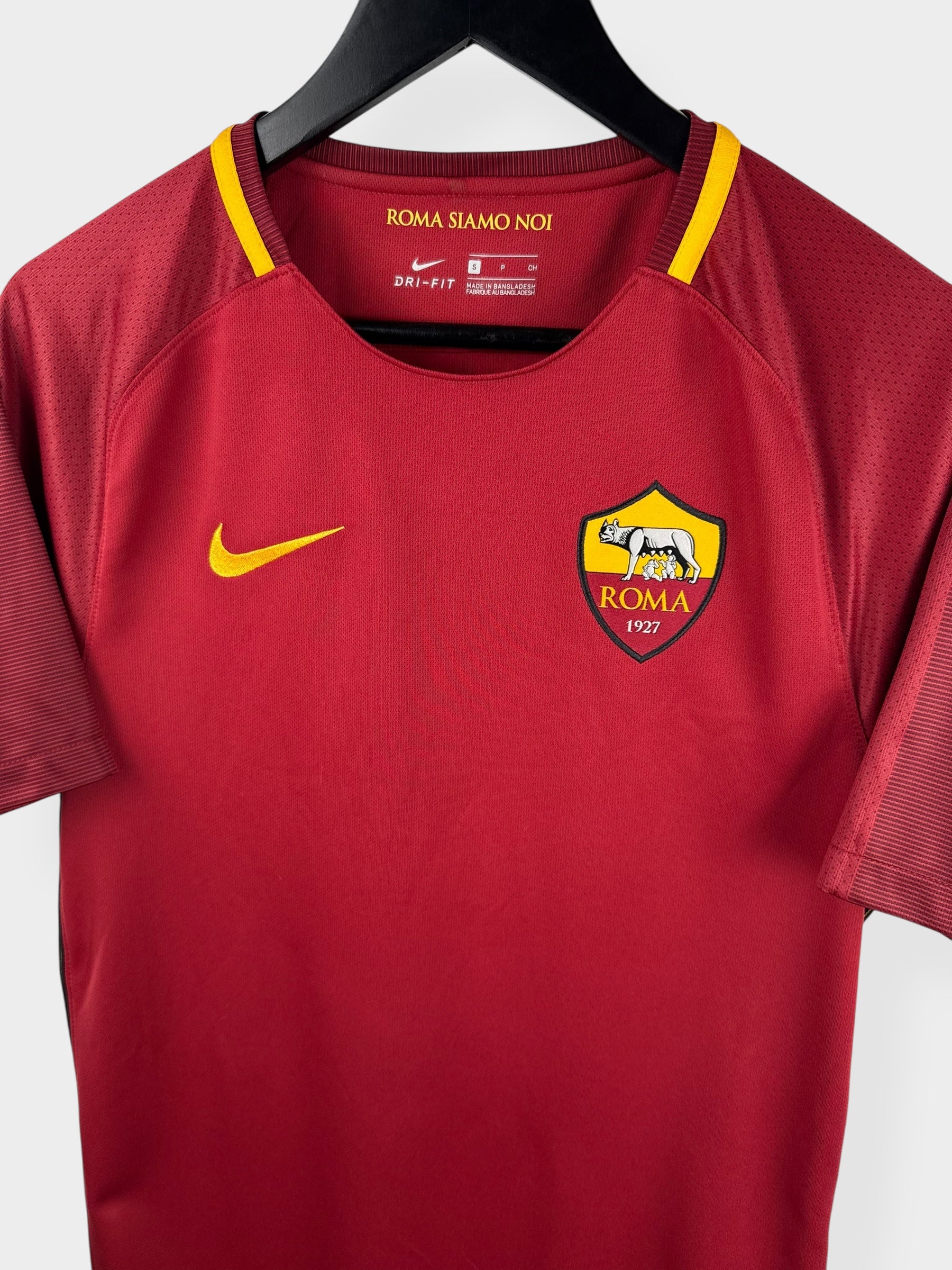 2017-18 AS ROMA HOME SHIRT NAINGOLLAN #4 S - Authentic Football Club