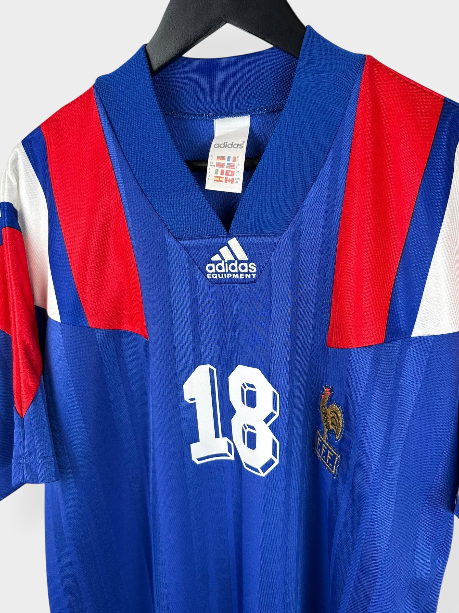 1992-93 FRANCE HOME SHIRT CANTONA #18 L - Authentic Football Club