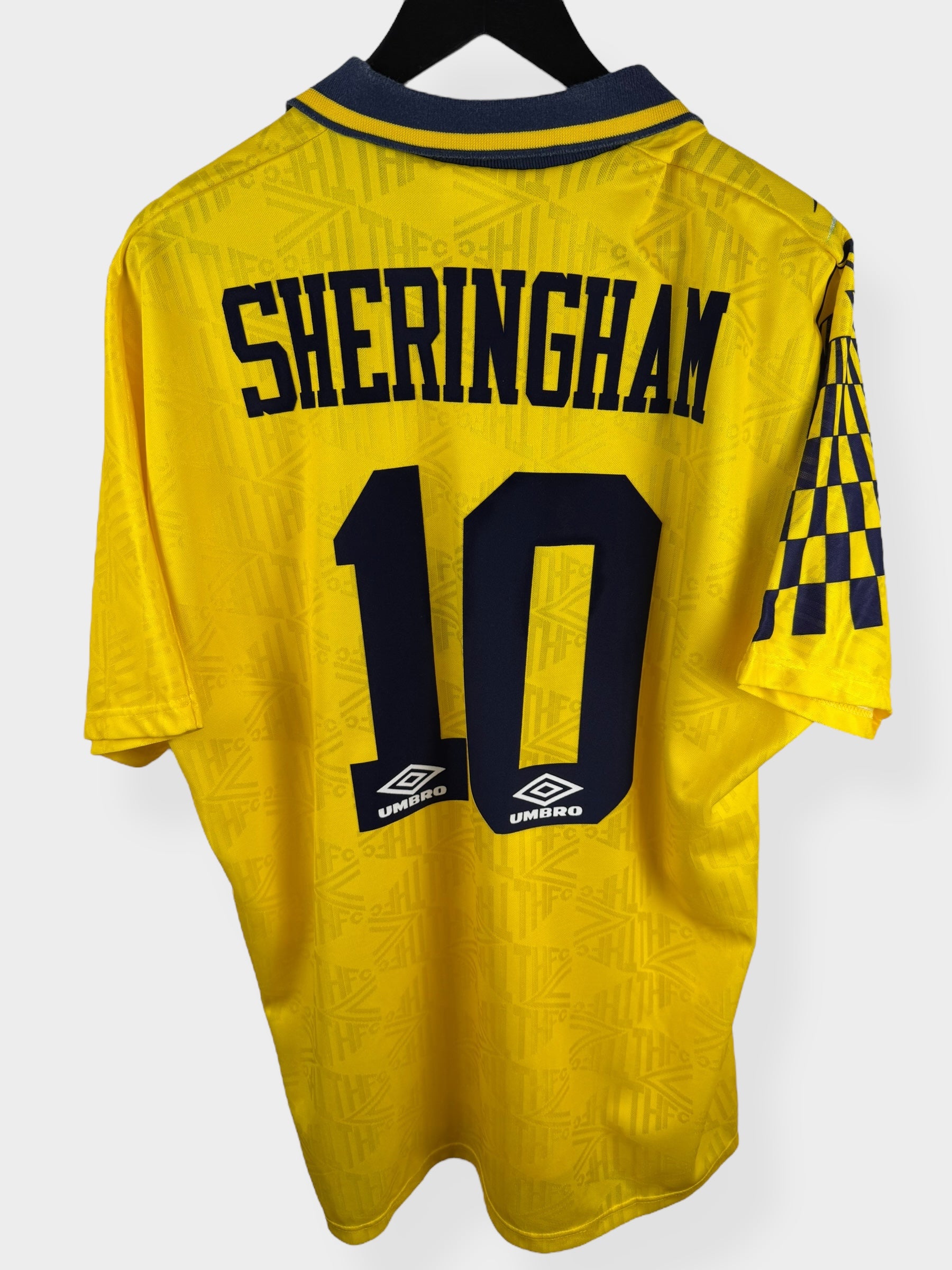 1991-95 TOTTENHAM HOTSPUR AWAY SHIRT SHERINGHAM #10 XL - Authentic Football Club