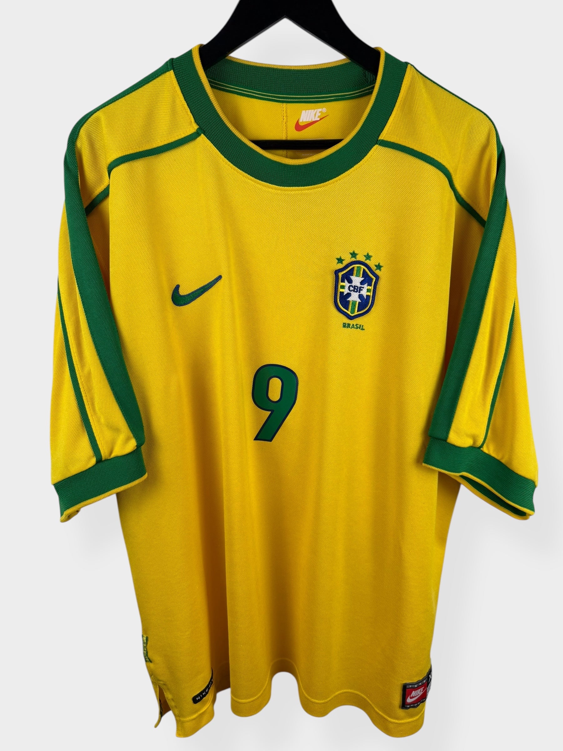 1998-00 BRAZIL HOME SHIRT RONALDO #9 XL - Authentic Football Club