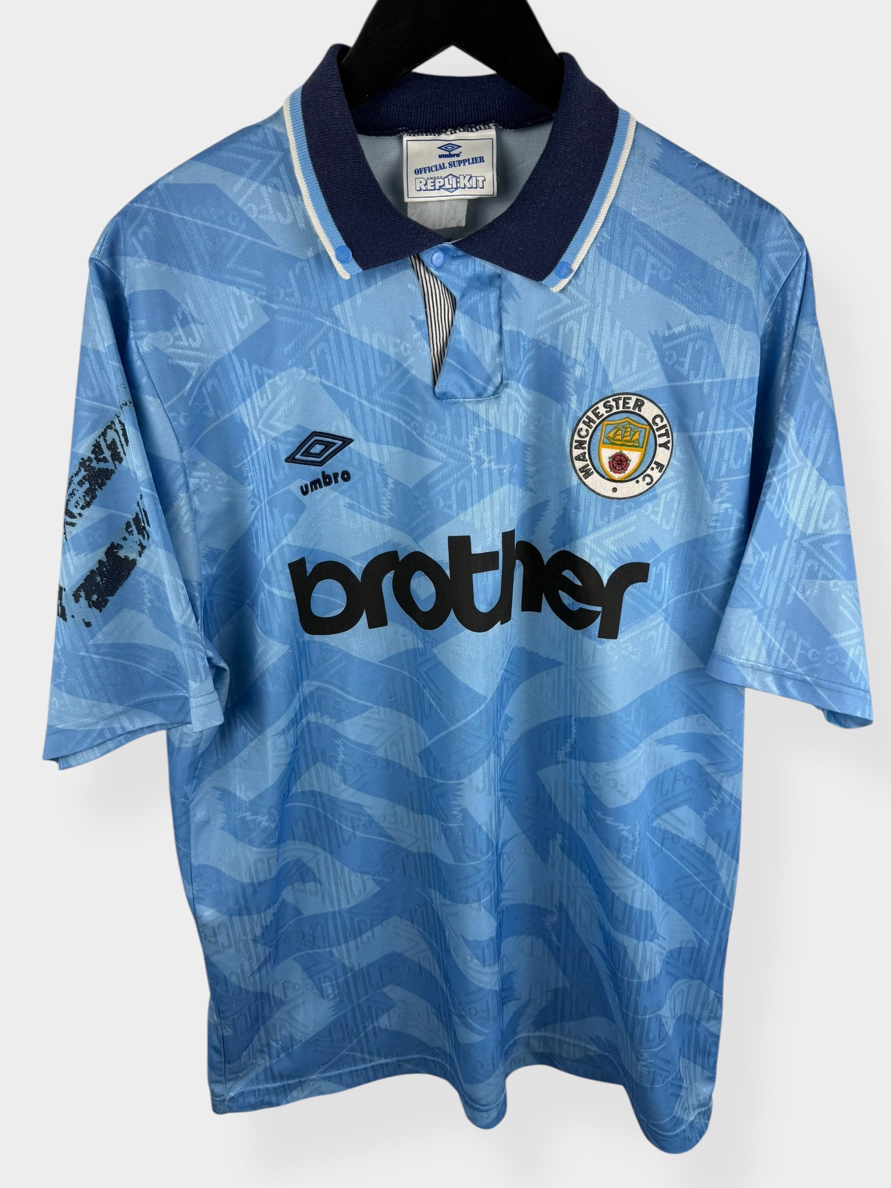 1991-93 MANCHESTER CITY HOME SHIRT L