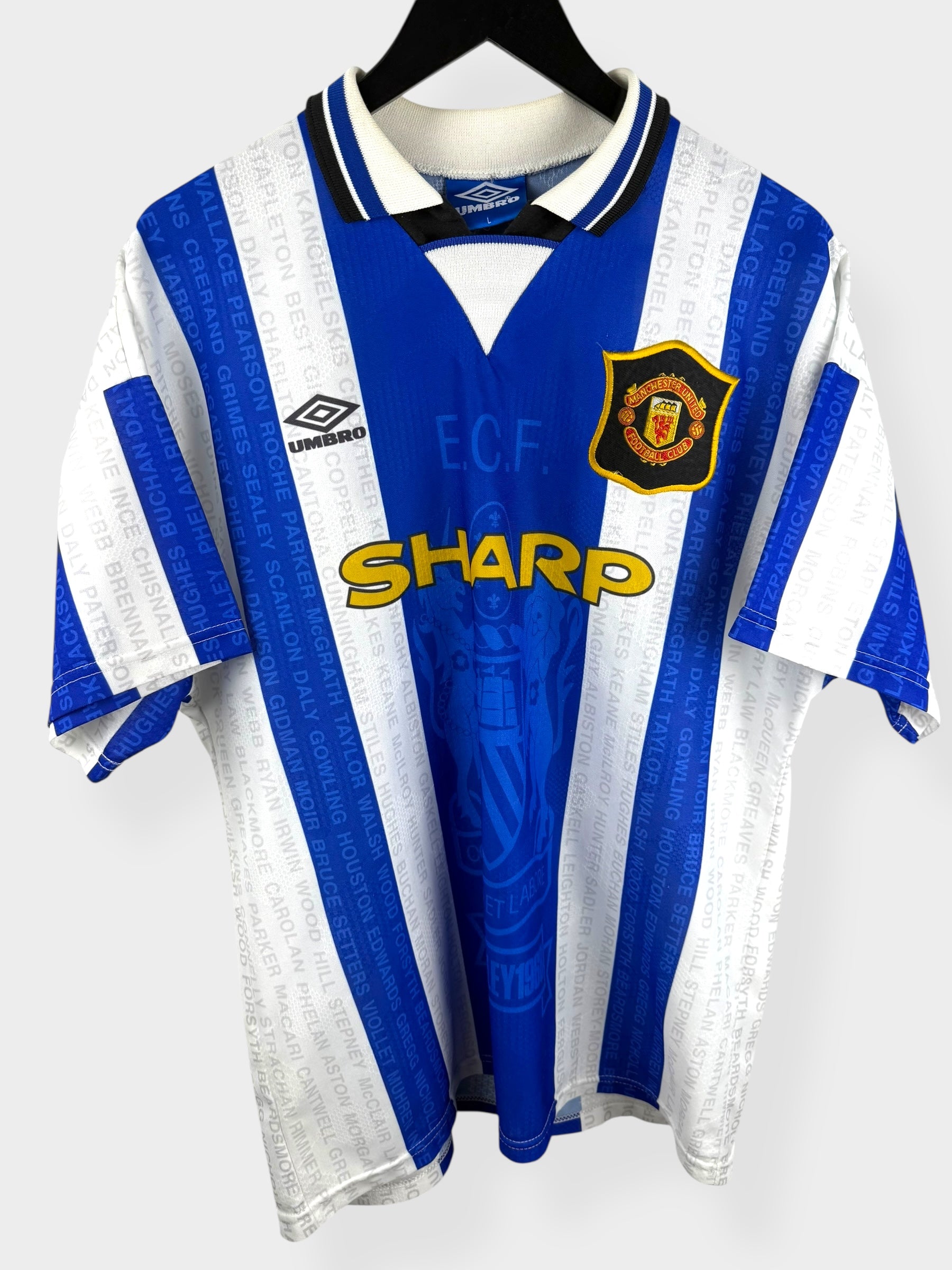 1994-96 MANCHESTER UNITED AWAY SHIRT CANTONA #7 L - Authentic Football Club