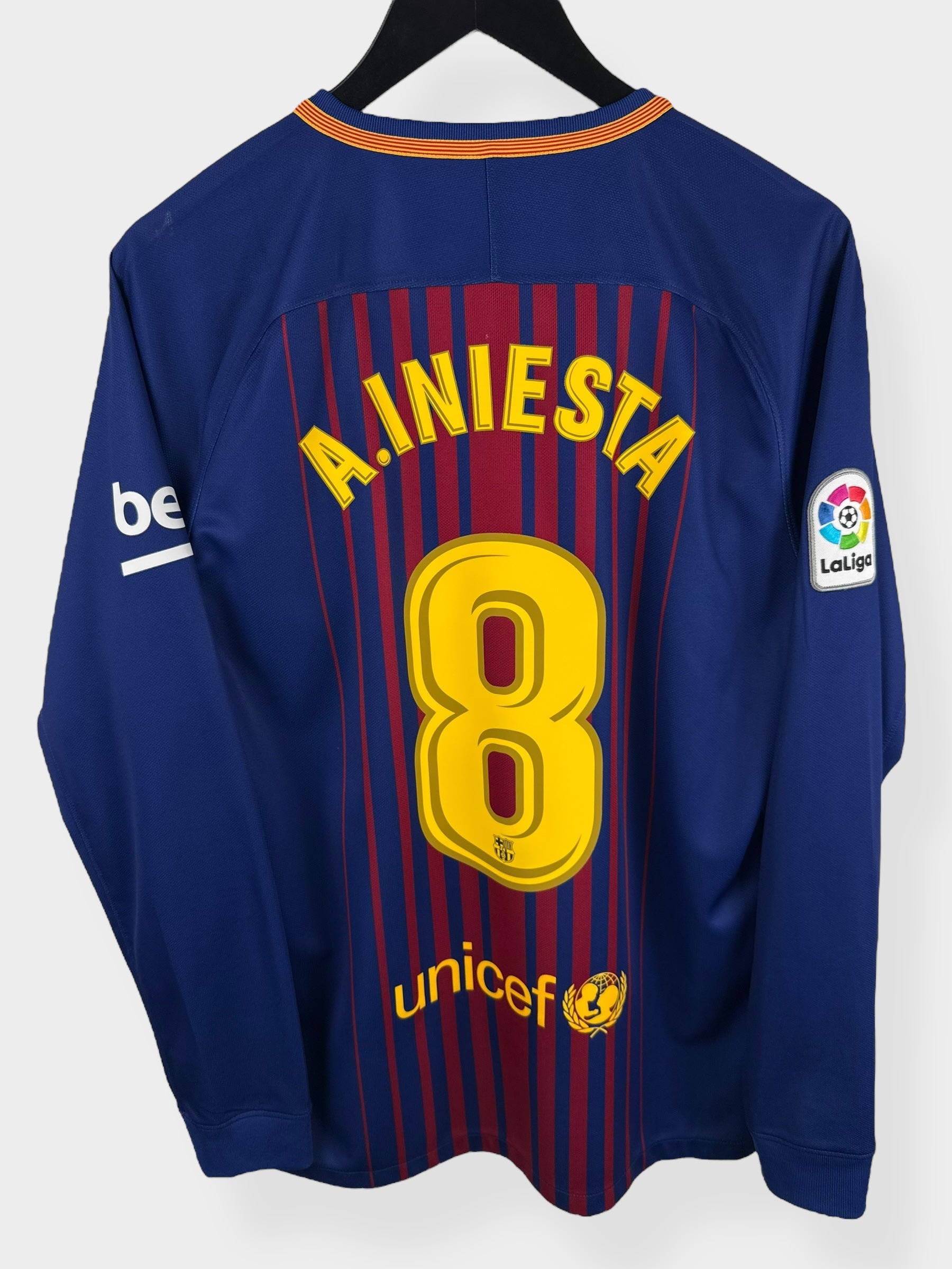 2017-18 BARCELONA HOME SHIRT LS INIESTA #8 M - Authentic Football Club