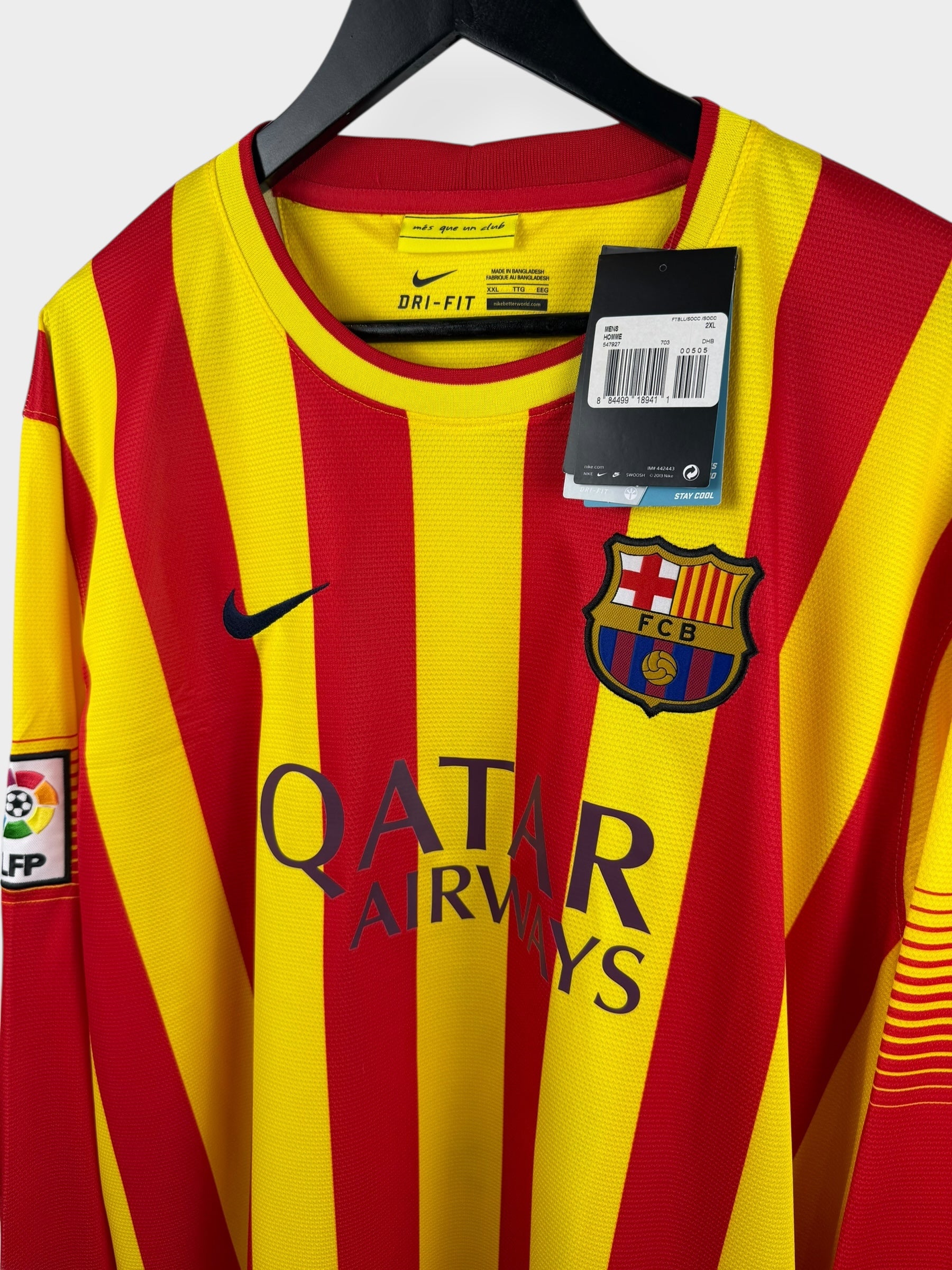 2013-14 BARCELONA AWAY SHIRT LS MESSI #10 XXL - Authentic Football Club