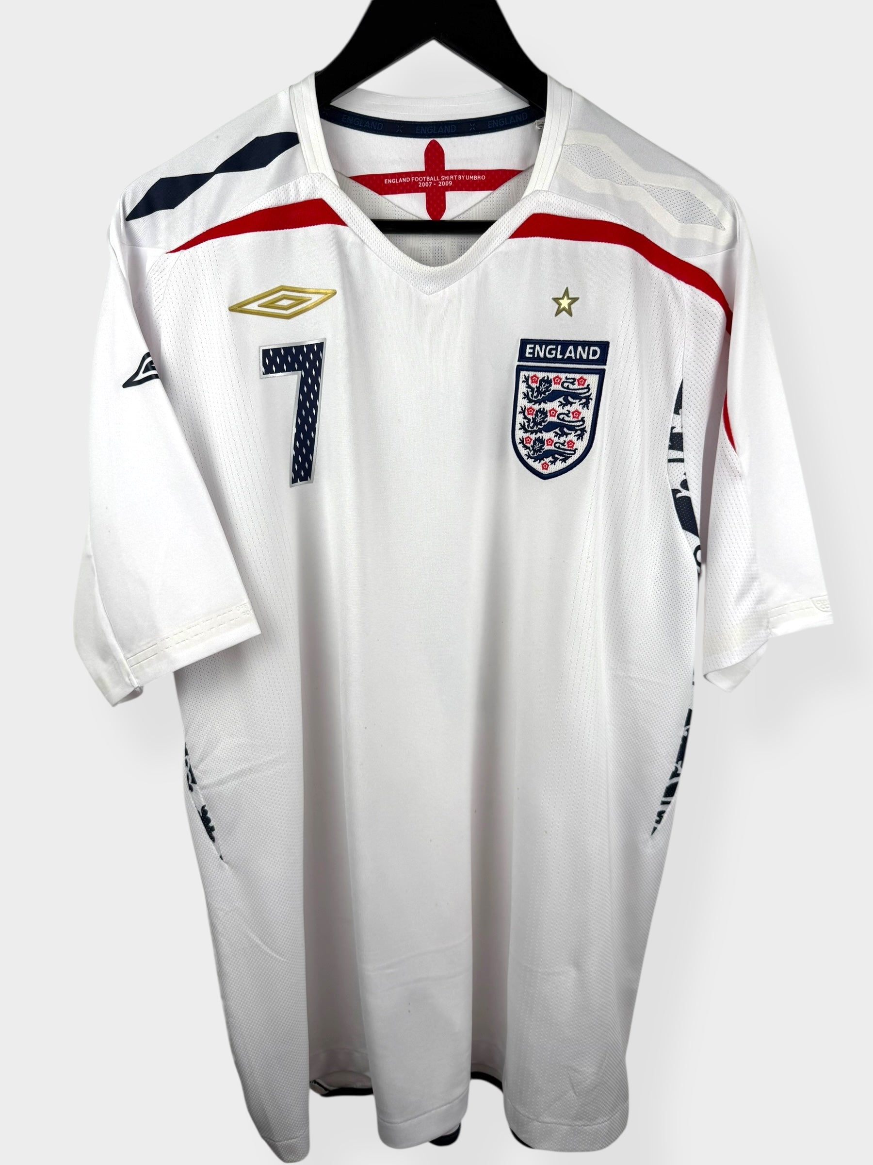 2007-09 ENGLAND HOME SHIRT BECKHAM #7 XL