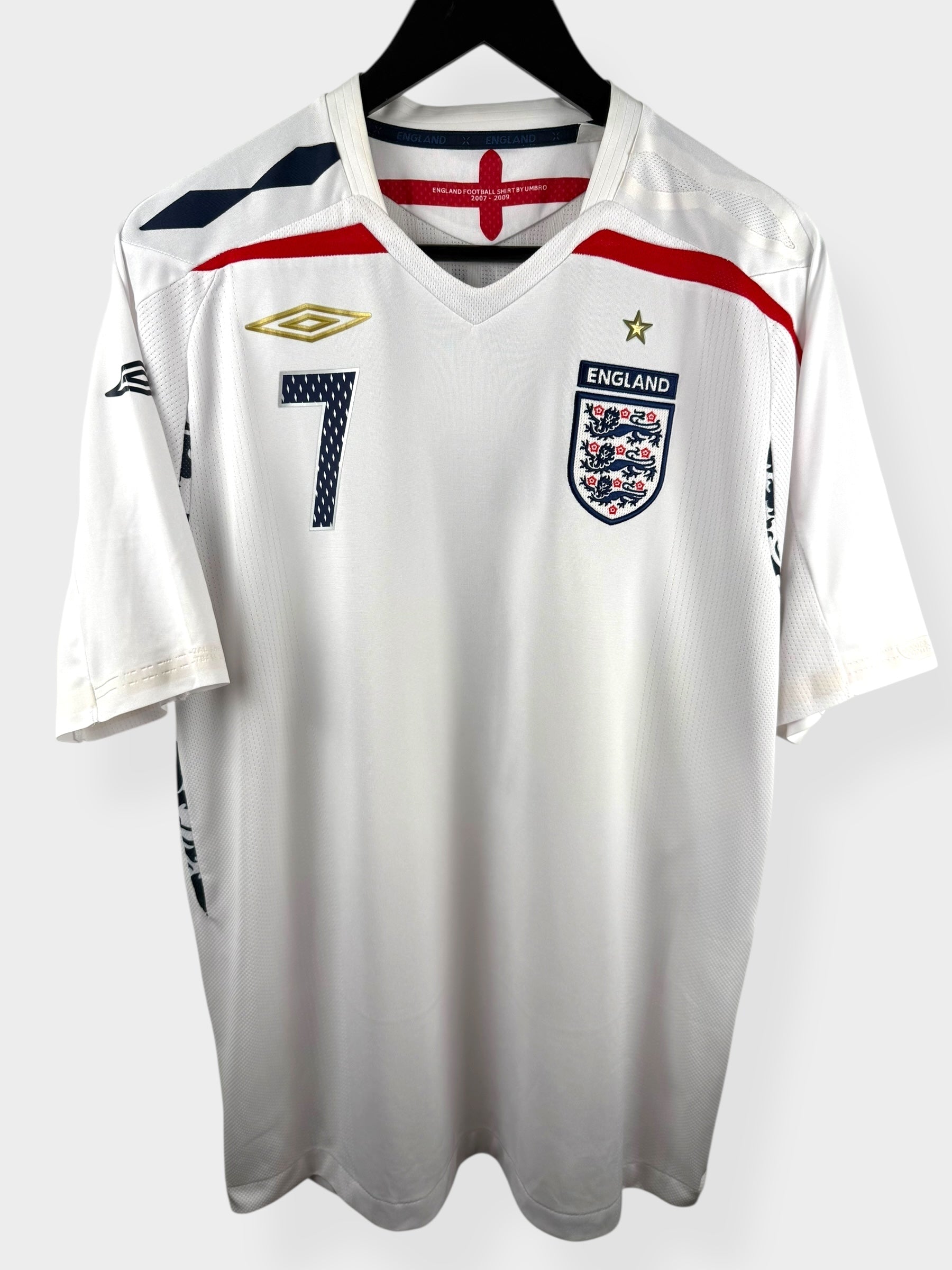 2007-09 ENGLAND HOME SHIRT BECKHAM #7 L