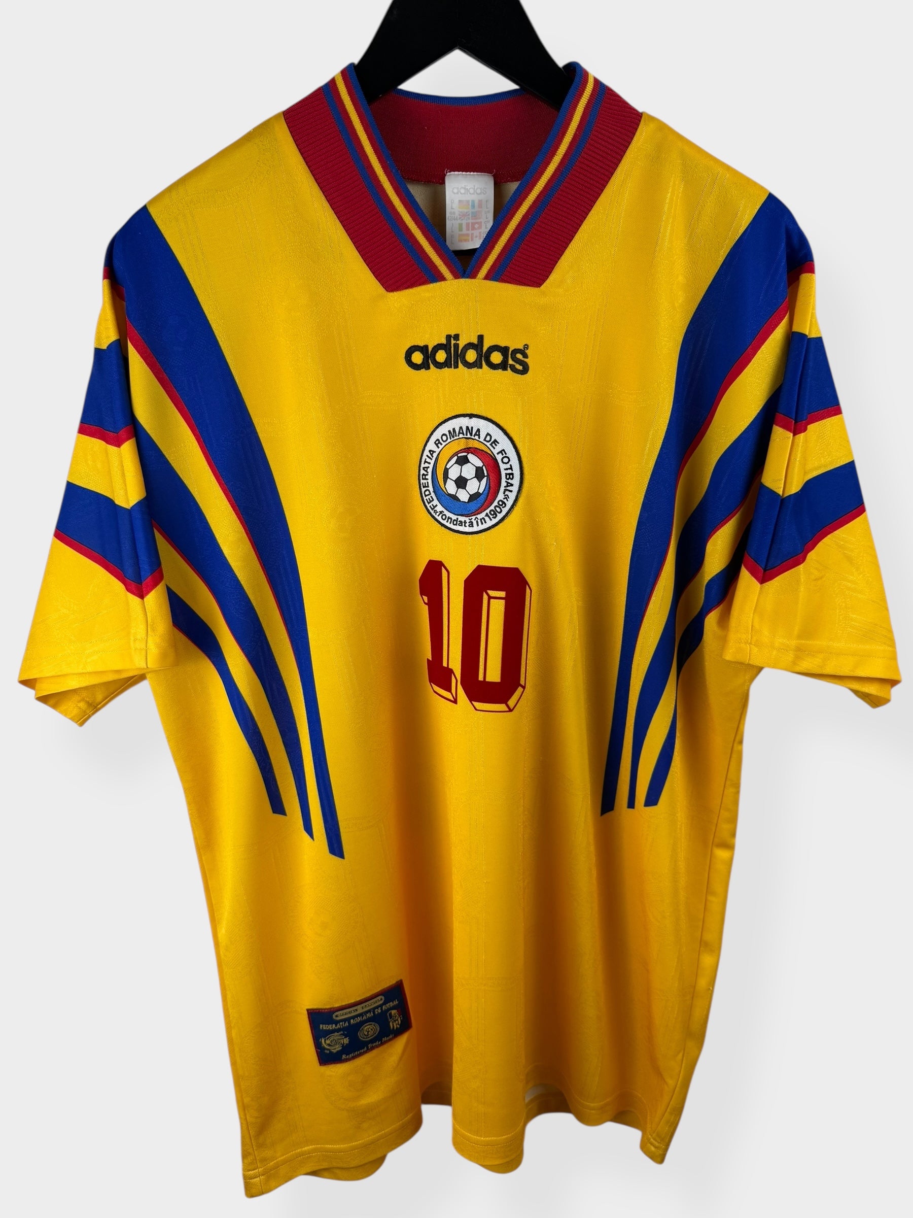 ルーマニア代表　ゲオルゲハジ　HAGI サッカー　ユニフォーム　アディダス 1996-98 ROMANIA HOME SHIRT HAGI #10 L